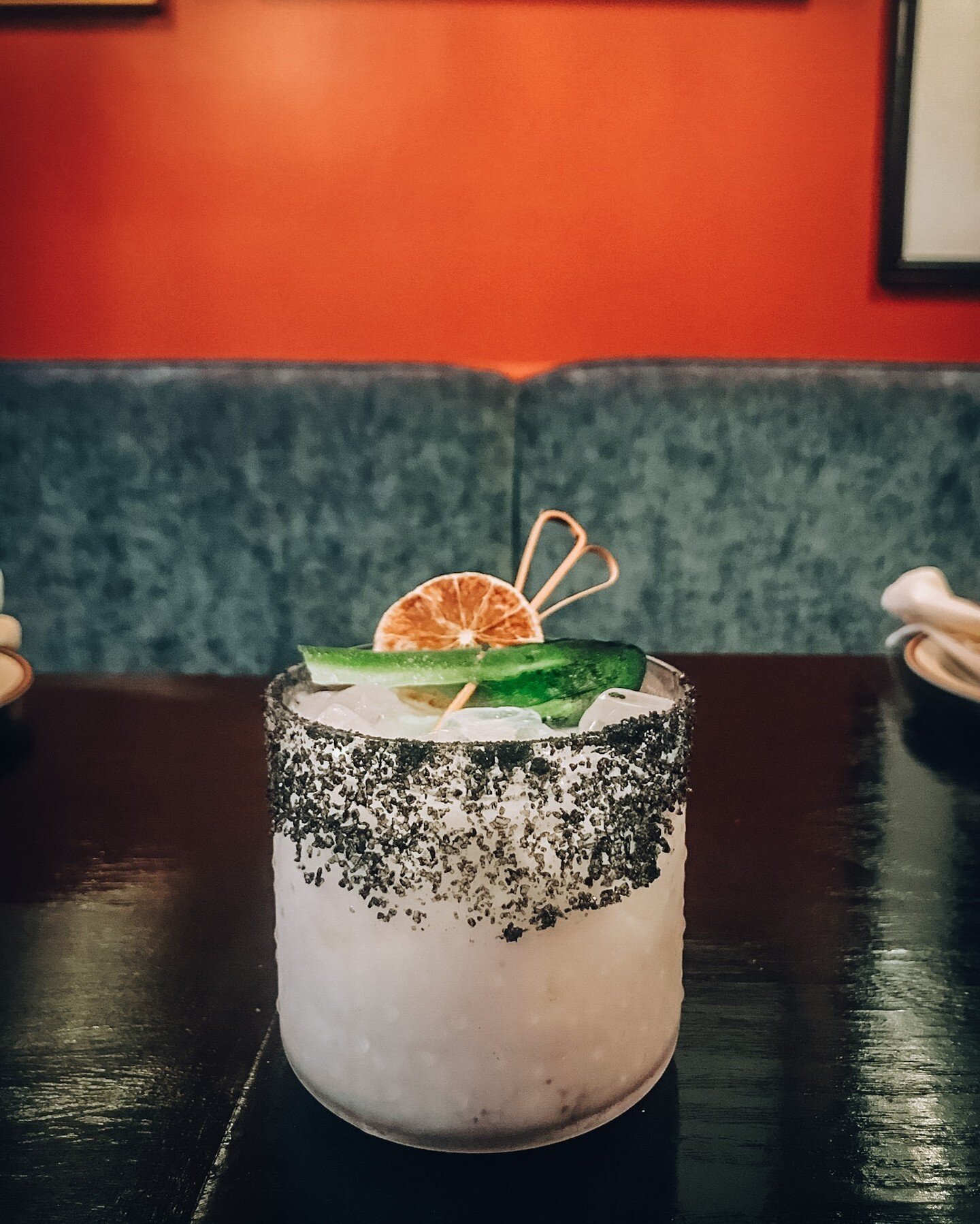 Add some spice to your weekend 💫

Snap Up |

Jalape&ntilde;o Infused Corazon Tequila &amp; Mezcal Union Joven Uno, New Deal Ginger Liqueur,  Cointreau, ginger, lime, coconut milk. (garnish - black salt, dehydrated lime, charred jalape&ntilde;o)

#mi