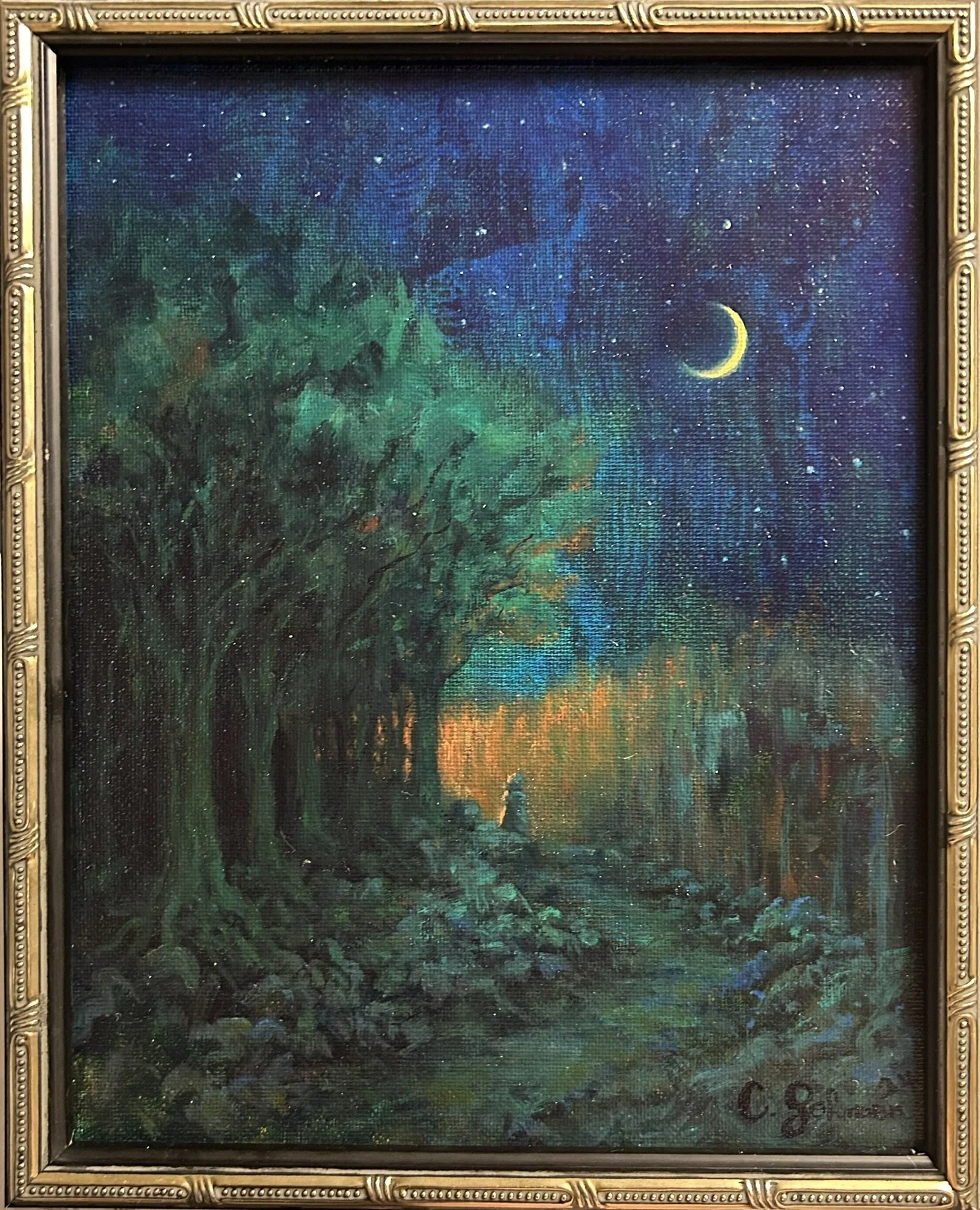 Deep Blue Night, 2024, 8" x 10" oil on canvas panel - $425 (with frame)