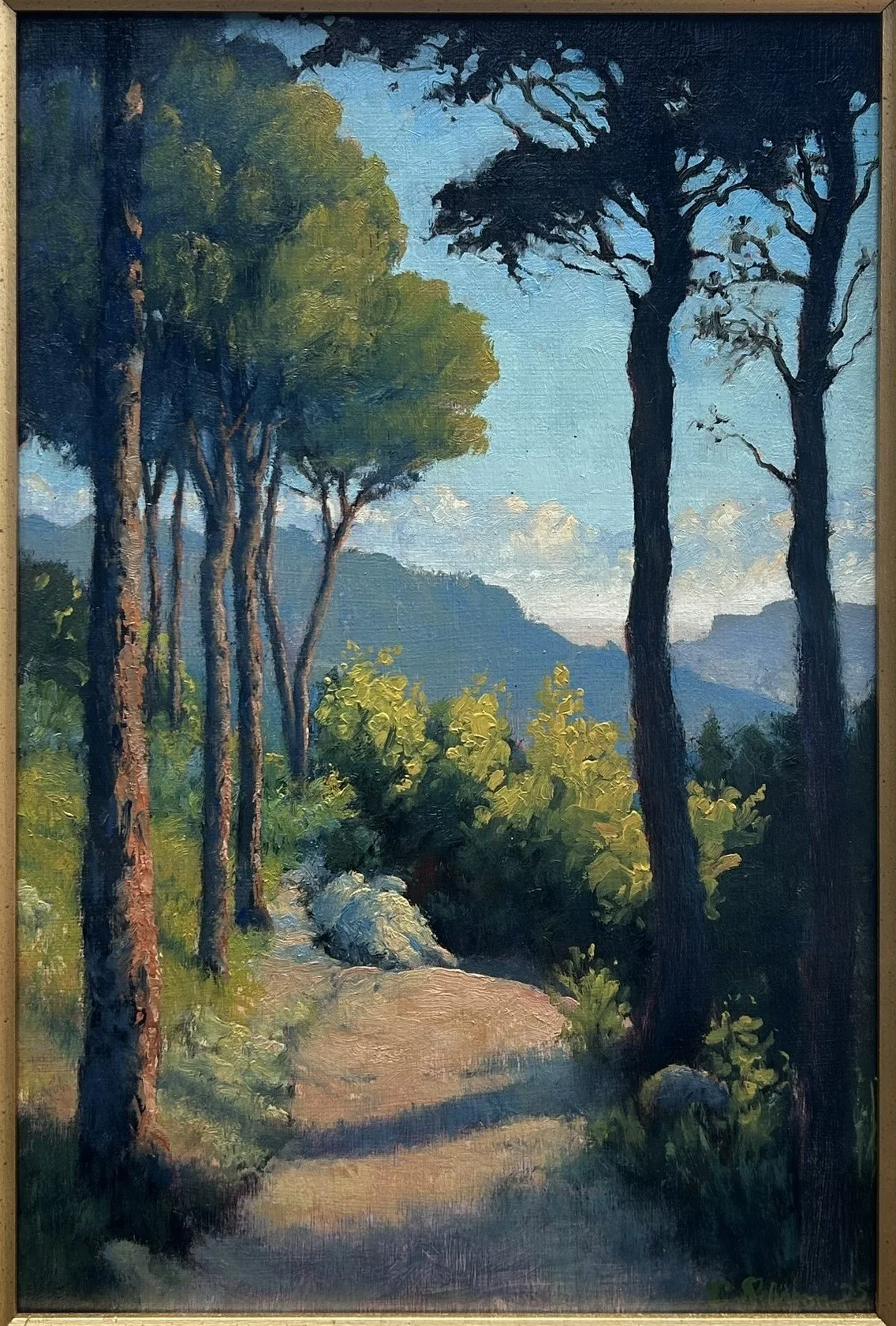 Trail's Transition, 2025, 8" x 12" oil on birch panel - For Sale with Frame