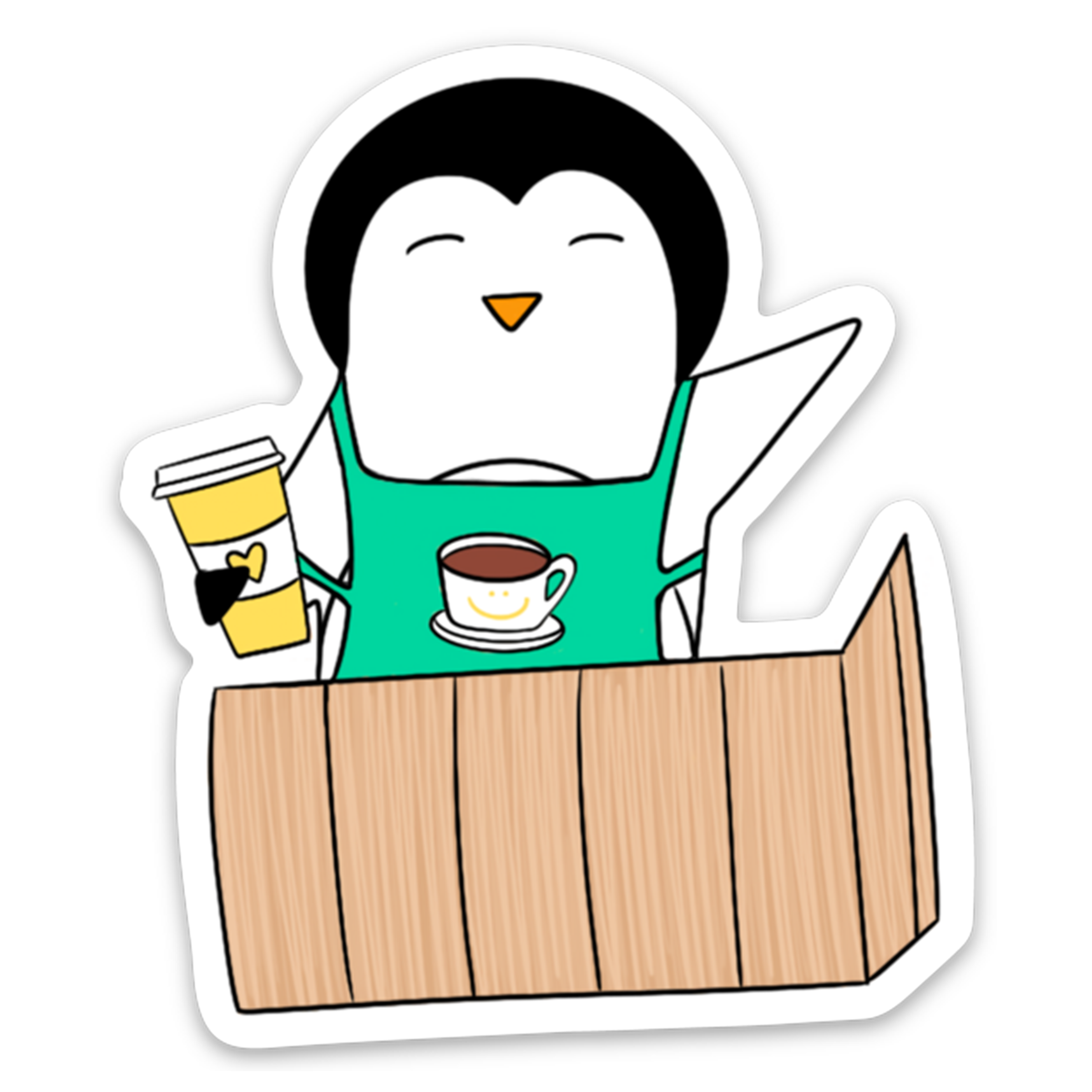 Penguin Barista Sticker