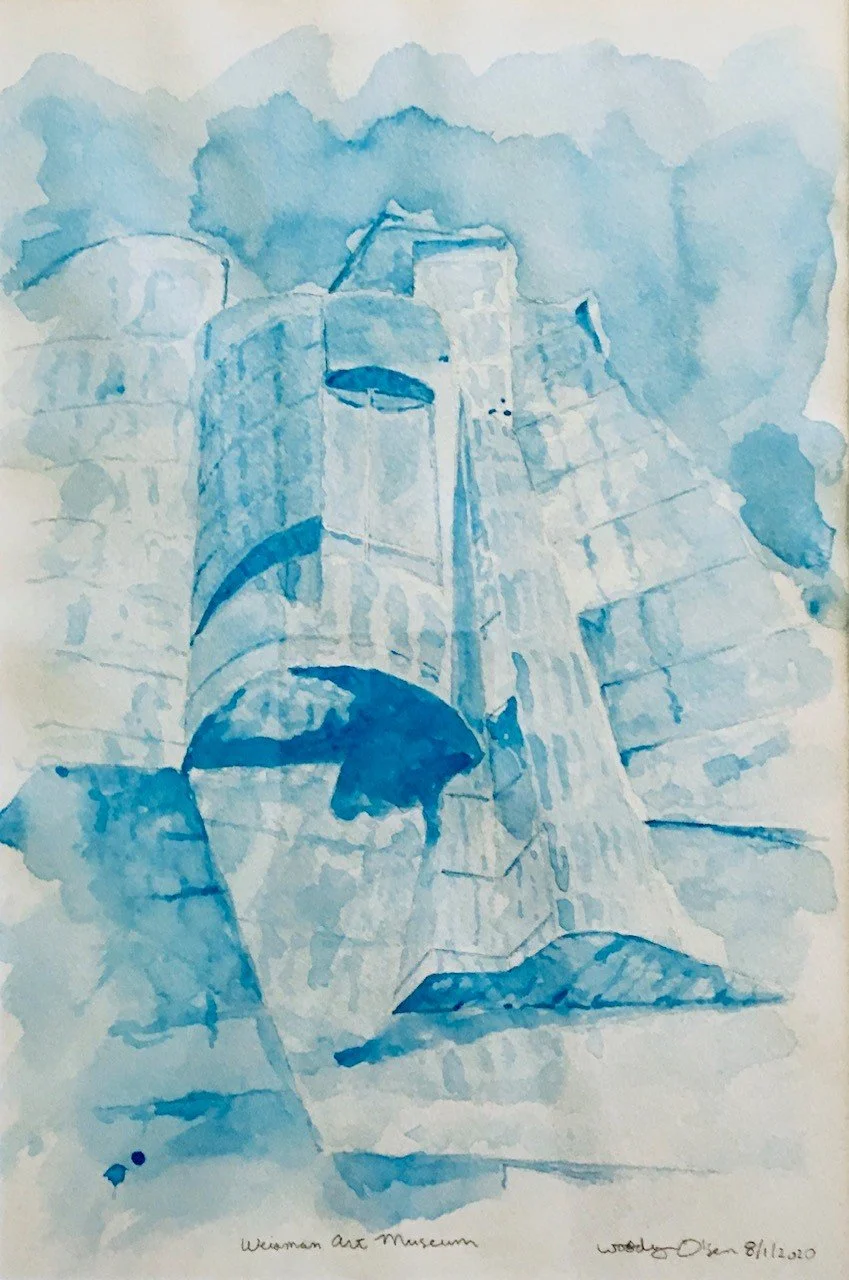 "Weisman Art Museum" 2020 watercolor on paper 18hx12w_in. 