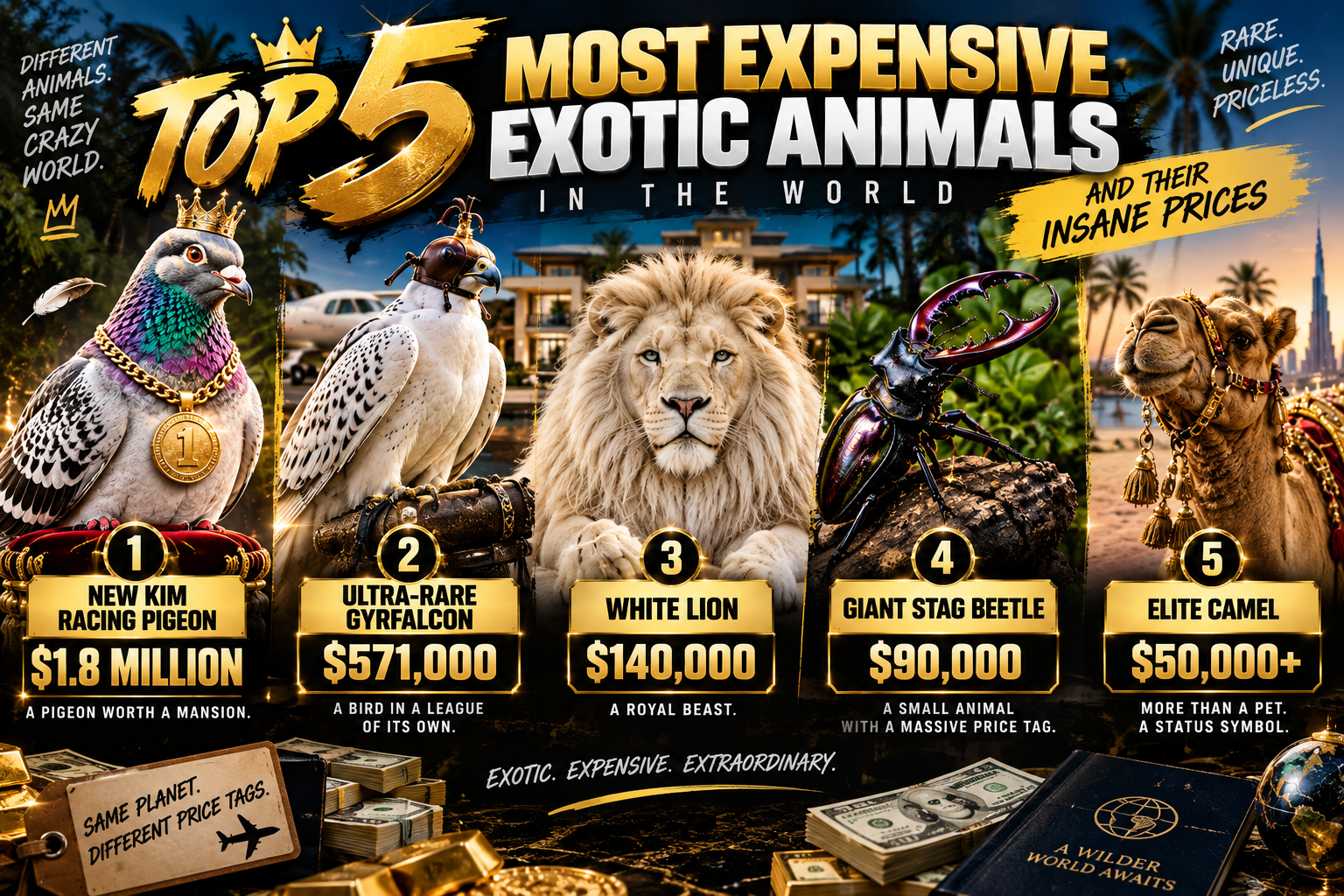 🦁 TOP 5 MOST EXPENSIVE EXOTIC ANIMALS IN THE WORLD — AND THEIR INSANE PRICES