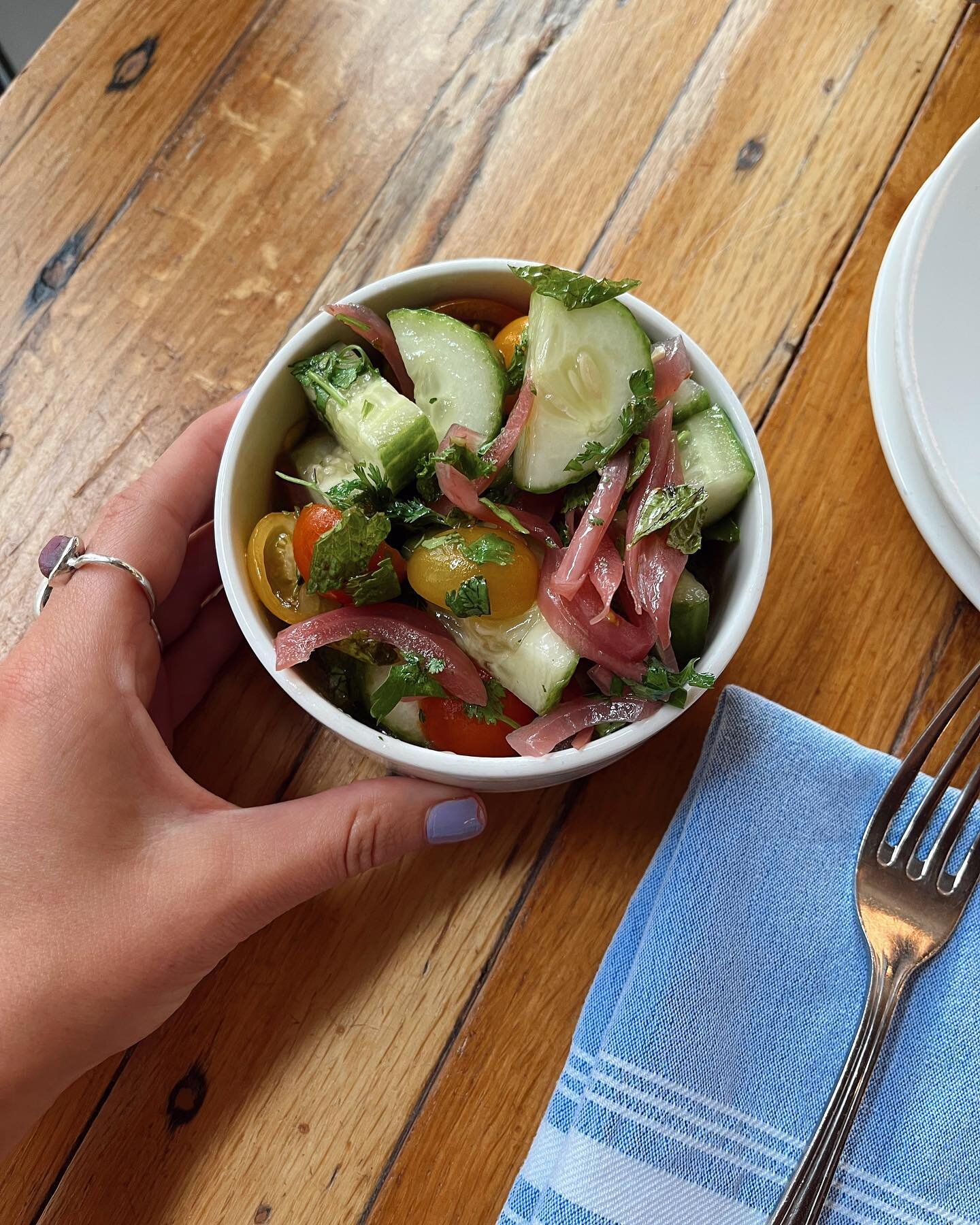 Even though it&rsquo;s September and we&rsquo;re starting to think about fall &hellip; it&rsquo;s still quite hot outside! Come enjoy a nice cold Watermelon Gazpacho, and a Tomato and cucumber salad with pickled red onion and herbs to cool you down ?