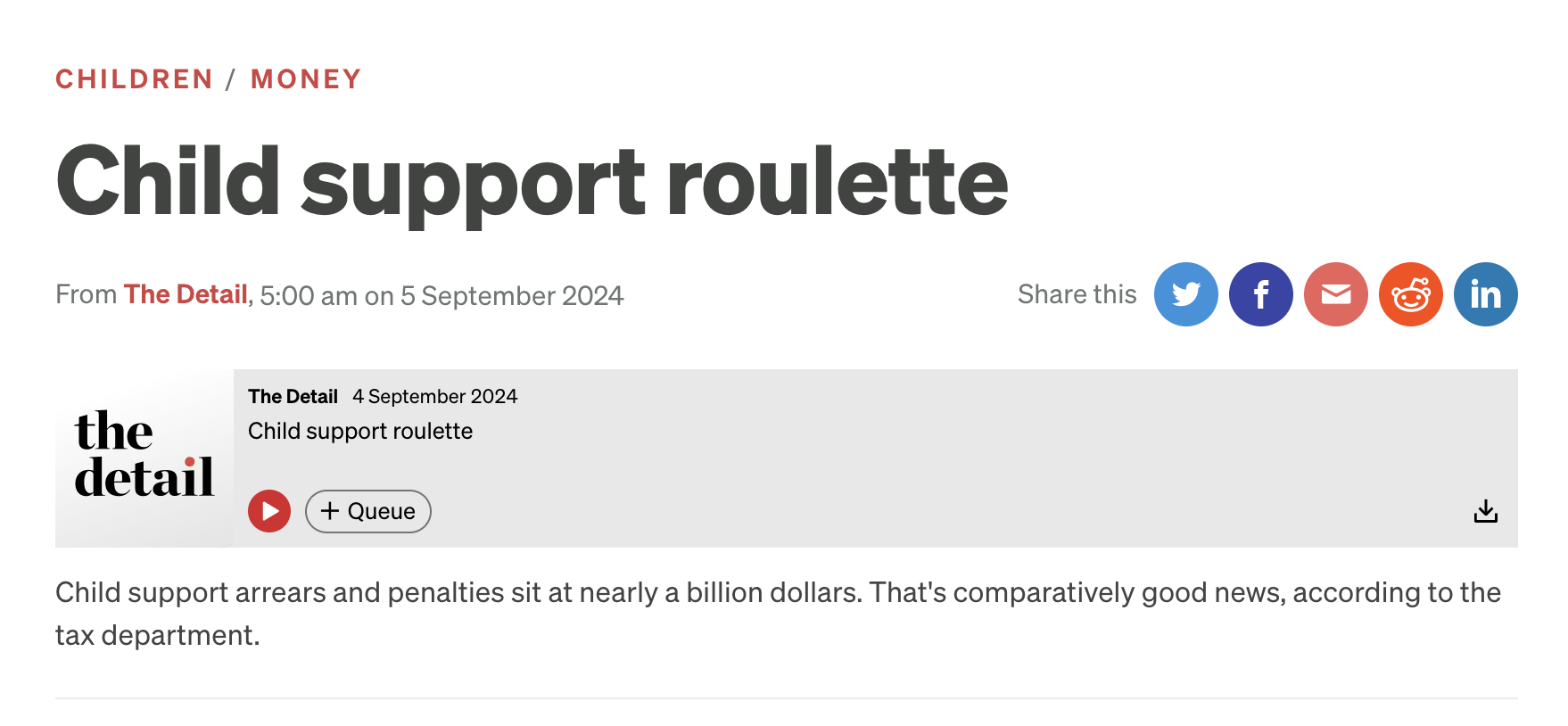 RNZ: Child support roulette