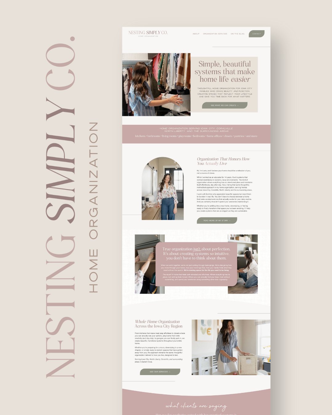 Let's all just take a moment to bask in the beauty of the branding and site build for @nestingsimplyco 🥰 Simple, elegant and elevated -- exactly the type of organization style that Leah brings to each of her clients' homes in the Iowa City area! 

T