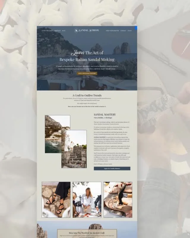 tbh this is probably my favorite @kajabi website i've designed 🥰 

earlier this year, i helped kristin from @sandal_school rebrand and redesign her entire online space -- we blended clean, modern design with a touch of luxury to make this kajabi sit