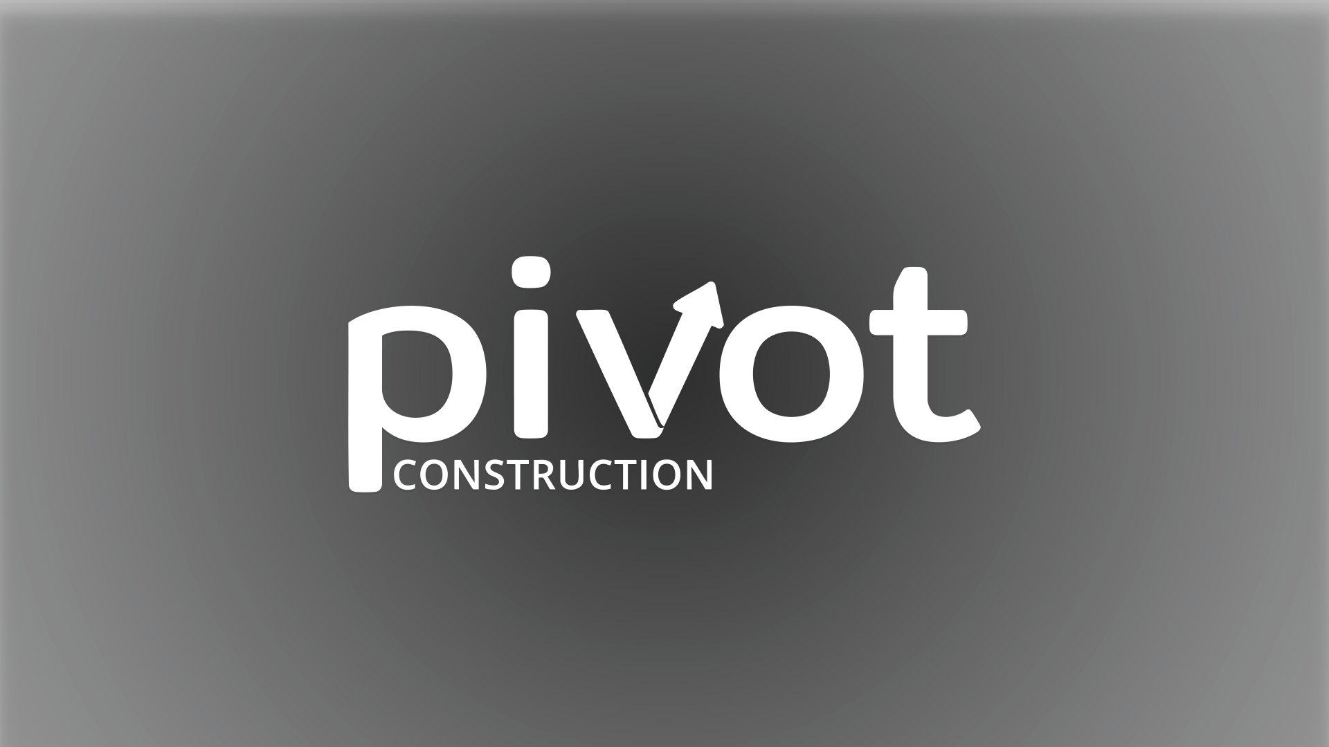 Logo of Pivot Construction with black background and white text.