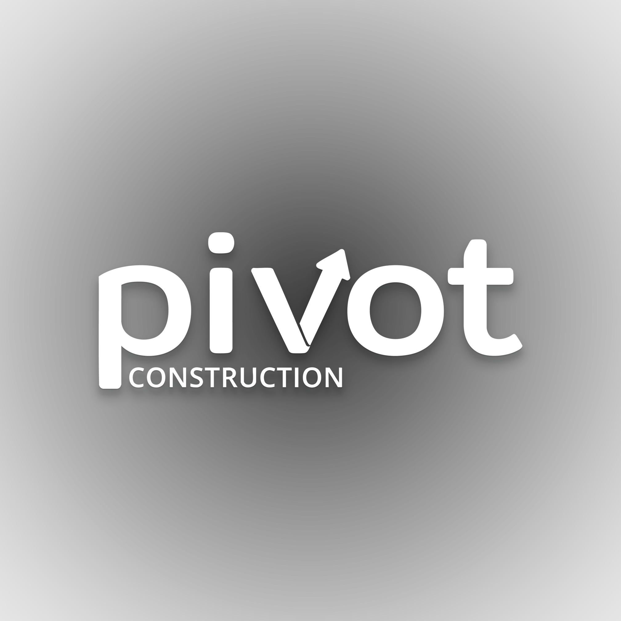Logo of Pivot Construction with black background and white text.