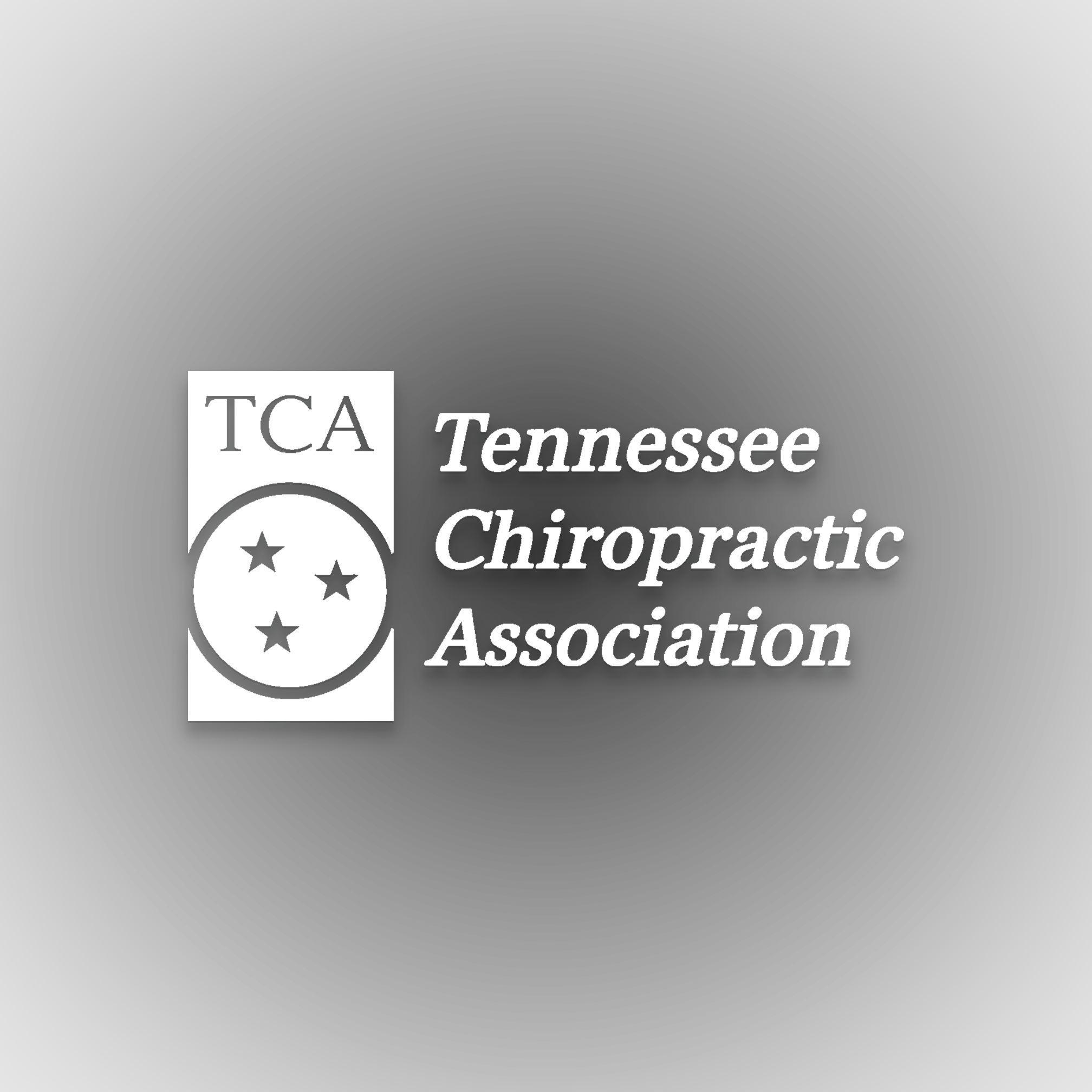 Logo of Tennessee Chiropractic Association with black background and white text.