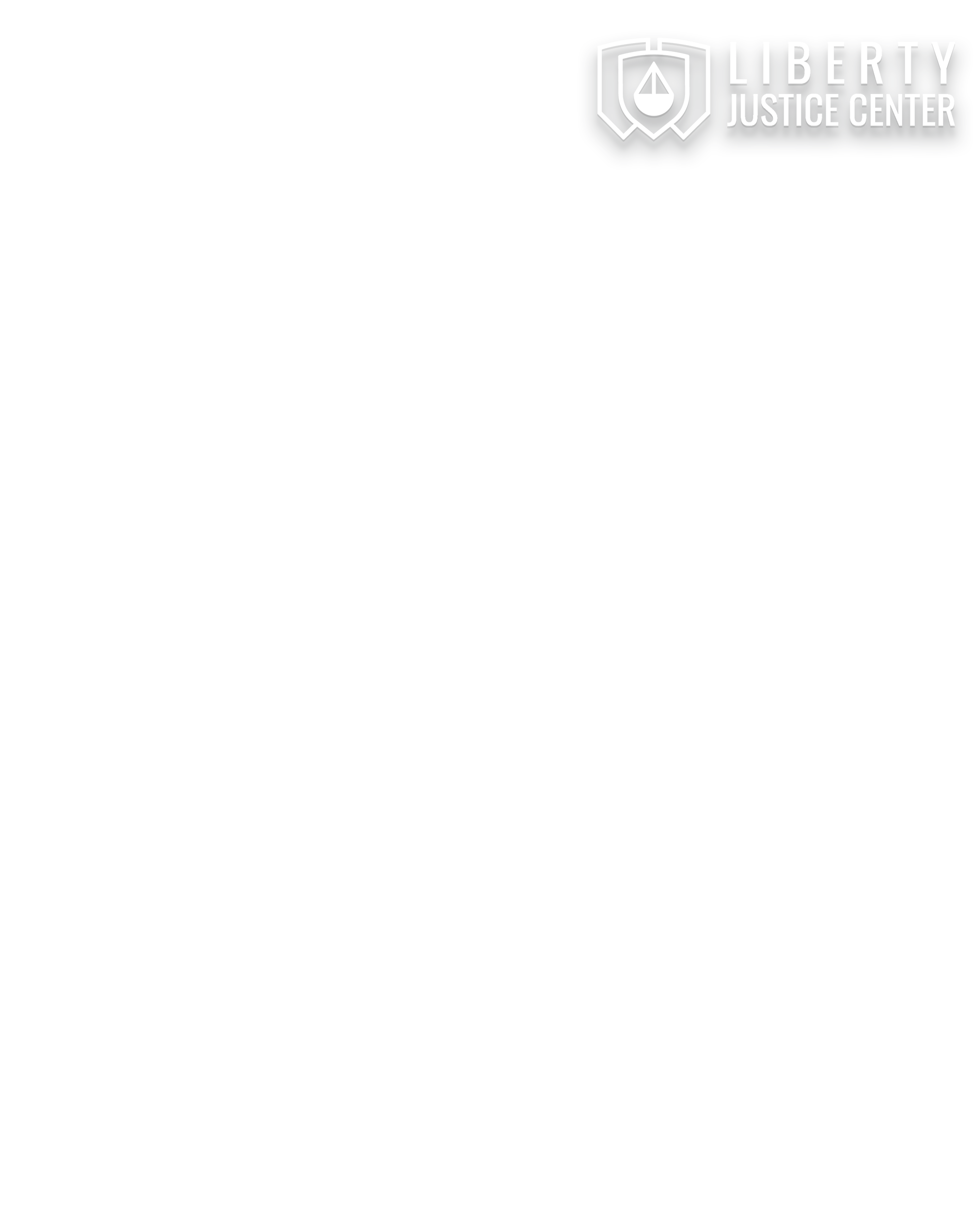 Black background with a white Liberty Justice Center logo in the top right corner.