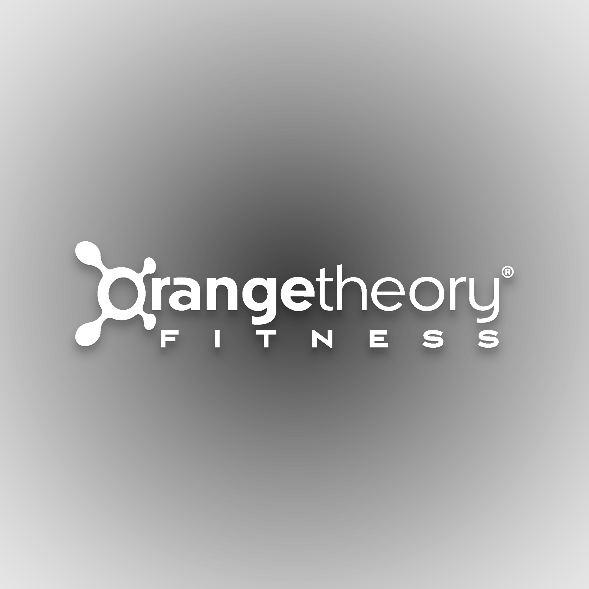 White logo of Orangetheory Fitness on a black background
