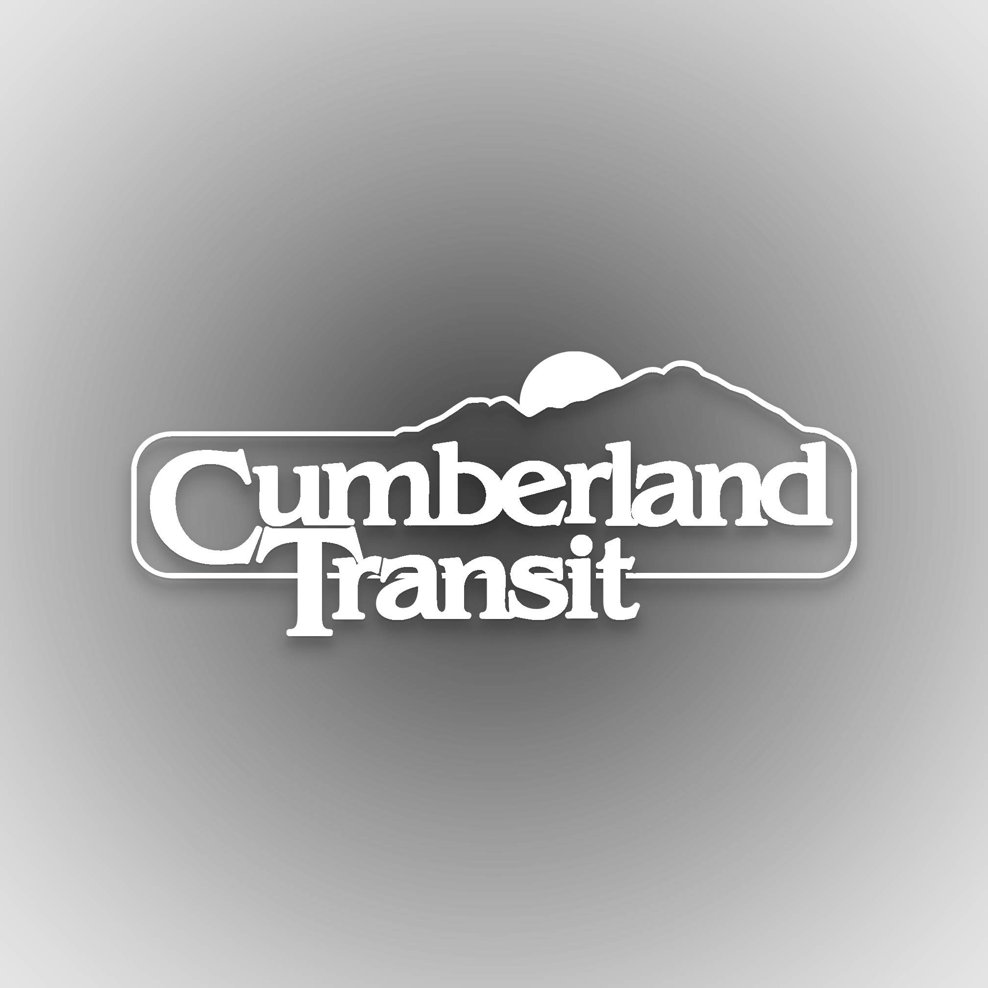 White logo of Cumberland Transit on a black background