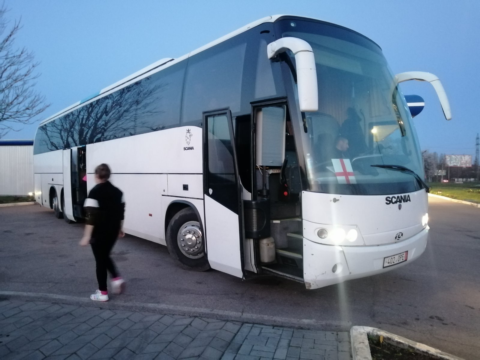 The bus arriving in Rivne