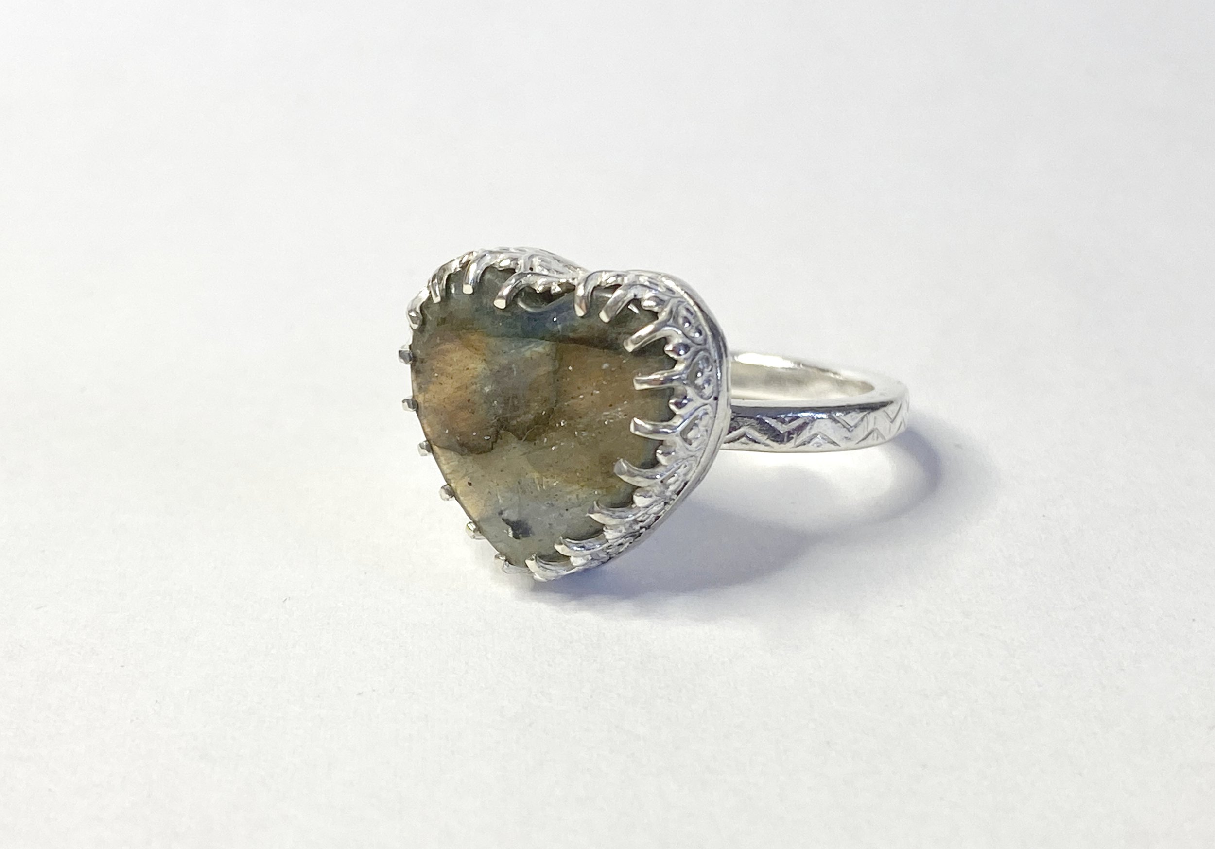Labradorite Heart Ring