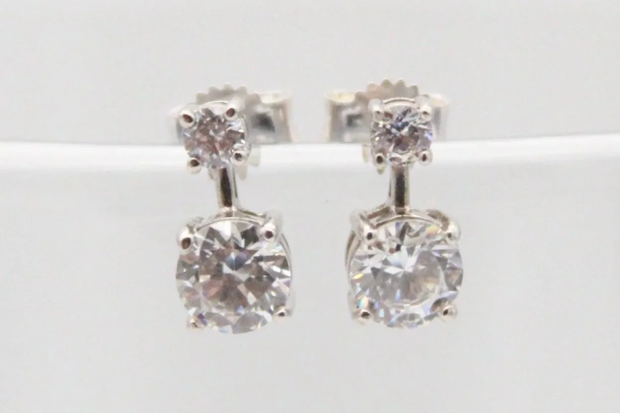 Double Cubic Zirconia Stone Stud Earrings