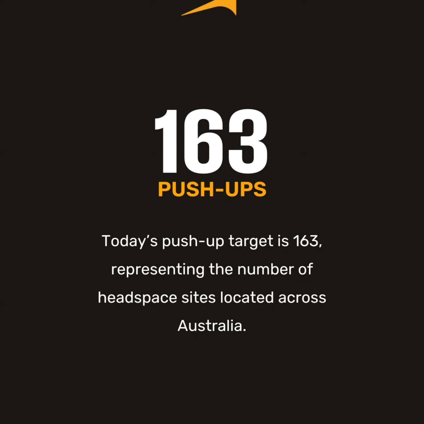 Final week!  163 today to reflect the number of @headspace_aus sites available if you need to talk.  https://www.thepushupchallenge.com.au/fundraisers/birdwoodpodiatry - any donation is greatly received 💚

Don't forget @walkitoff_australia here in S