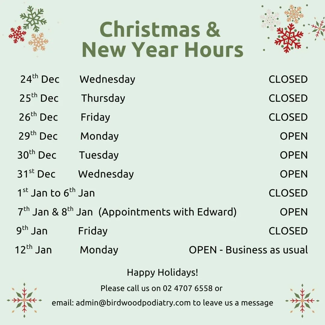 We will be taking a little festive pause over Christmas and new year, but we are still here for you in between. 

A limited amount of appointment are still available in 2025, to book please see our availability online or call us on (02)47076558.

Tha