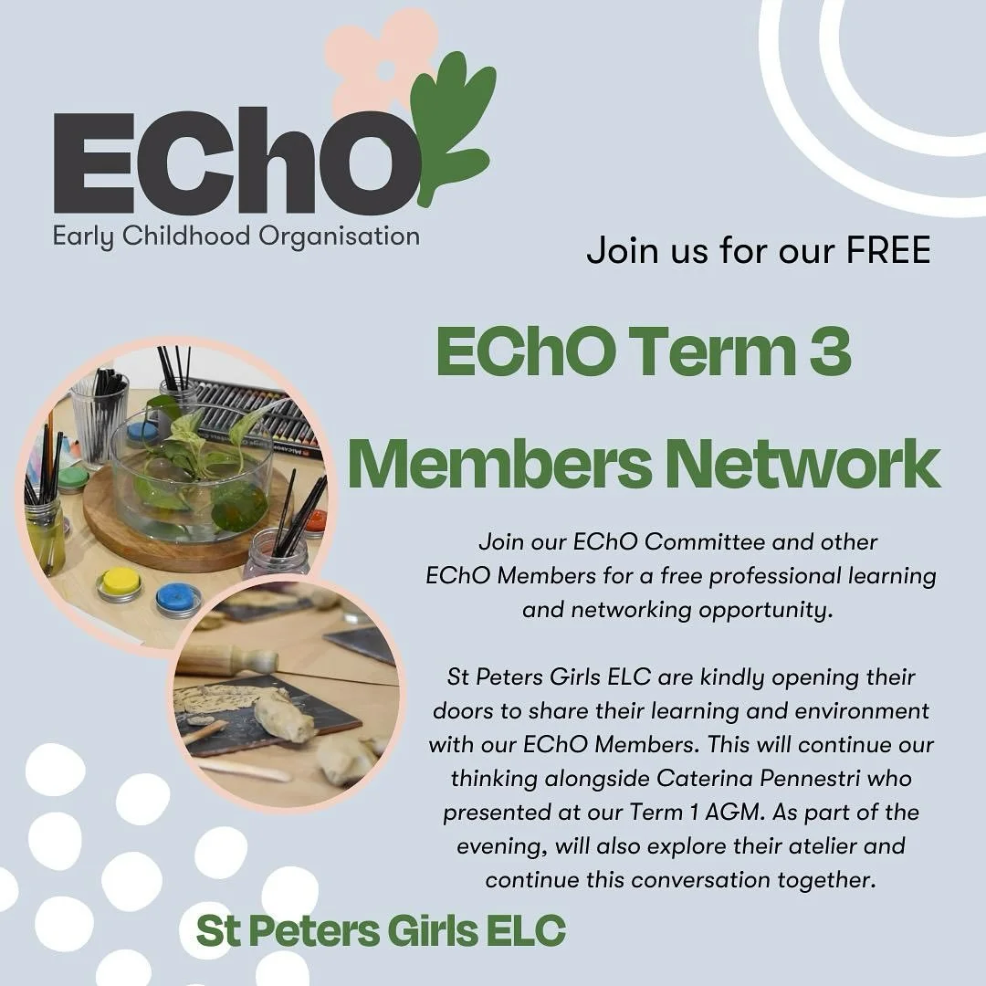 EChO Members check your inboxes for details and links to register for our Term 3 Members Network! 
Not an EChO Member but want to join? Visit http://echo.asn.au/join or follow the link in our bio.
