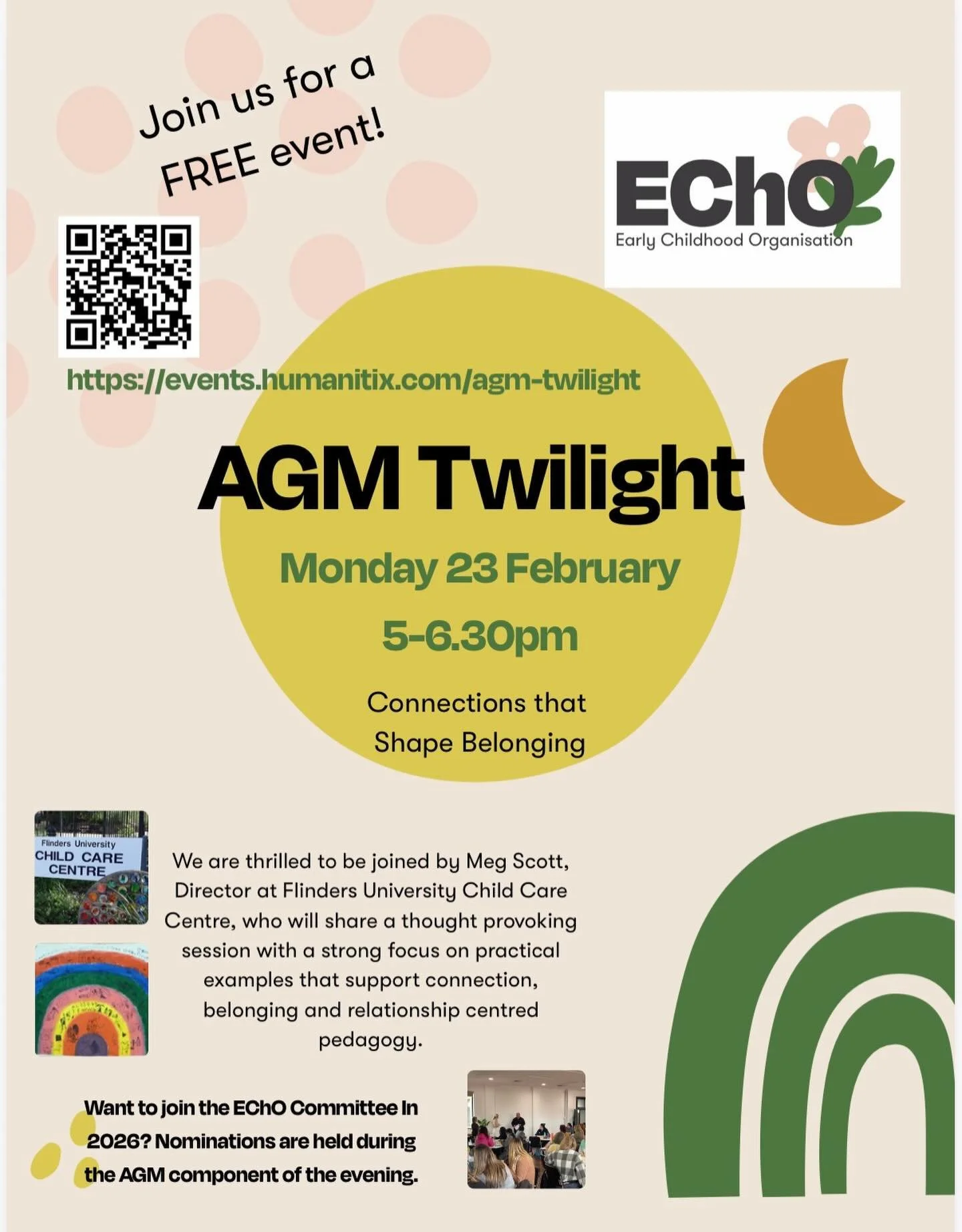 We are thrilled to invite you to our opening professional learning event for 2026...

⭐️ EChO AGM Twilight ⭐️
📆Monday 23 February
⏰5pm-6.30pm
📍EDC, Hindmarsh 

https://events.humanitix.com/agm-twilight 👀

Join EChO for our FREE event as we launch 