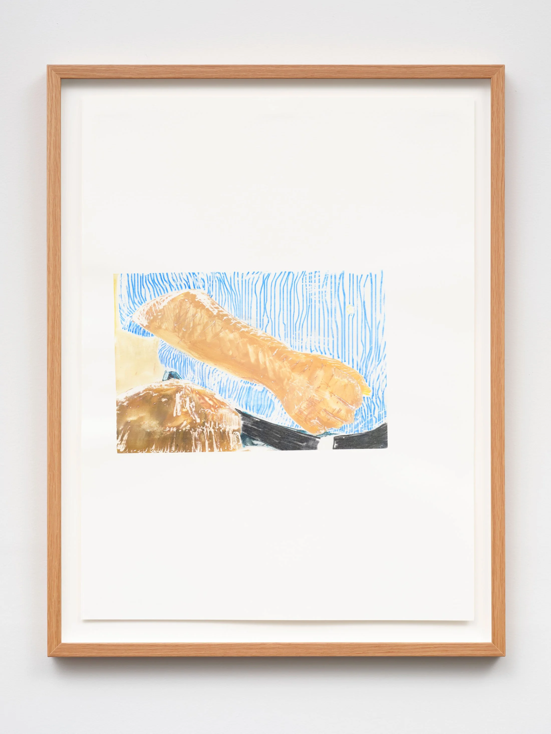 Dries Van Noten Spring 2018 Menswear, 2024, silkscreen monotype on Steinbach paper, 550 x 730mm, edition of 1. 
Photography by Samuel Hartnett.