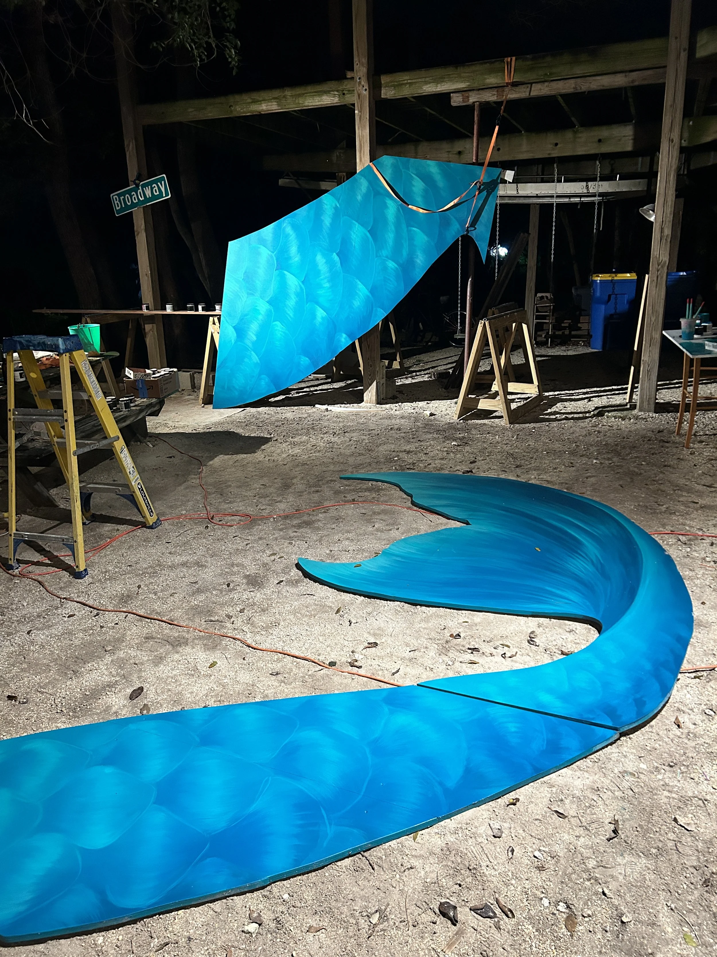 Construction of the Lorelei Mermaid in 2024, Islamorada, FL