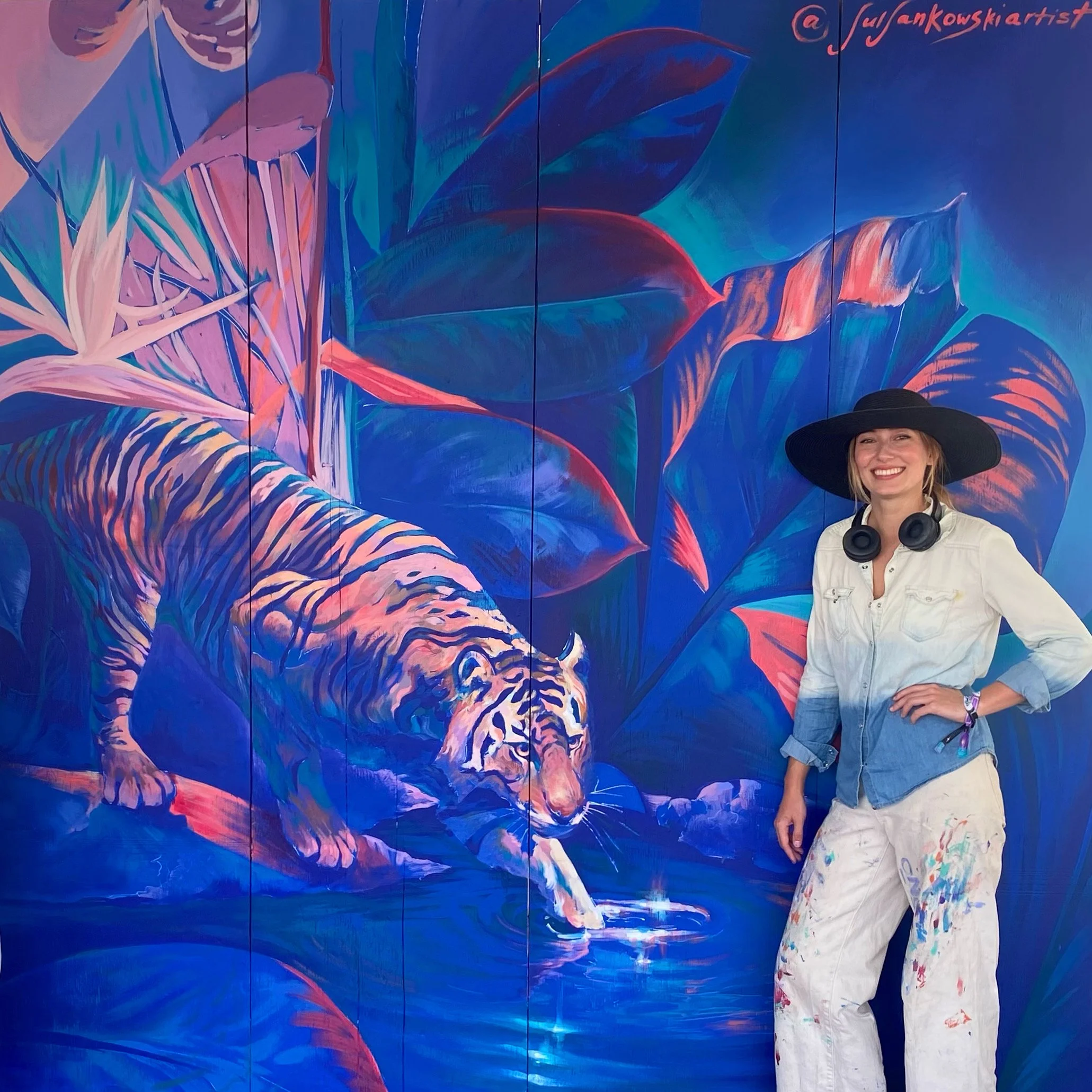 "Felina," 8x8ft, Painted at Coconut Grove Arts Festival, Miami, FL 2025