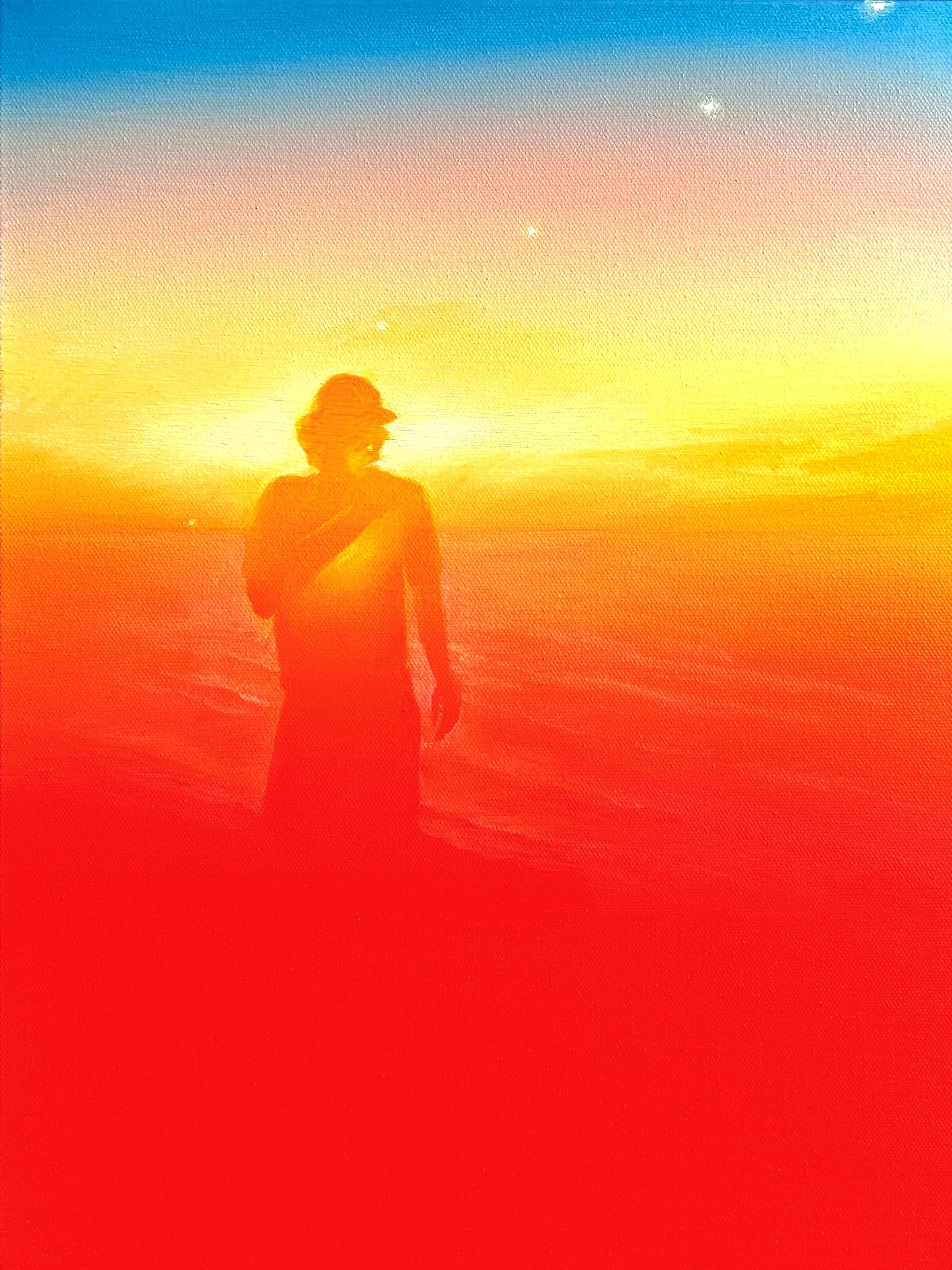 Sunset Ciggie, oil on canvas, 12x16, 2024