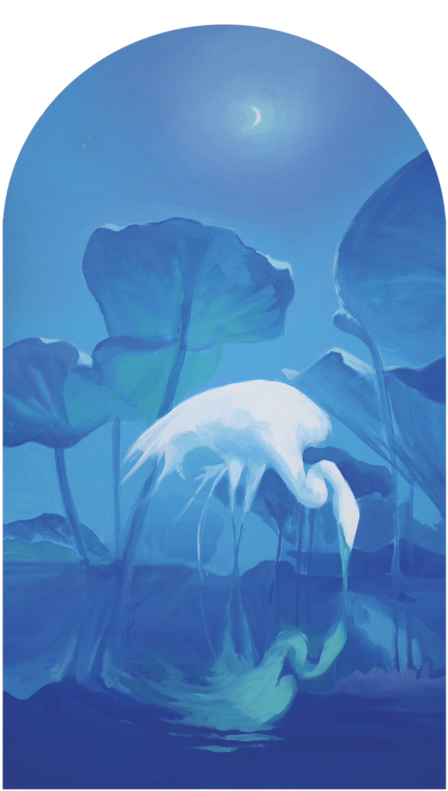 The Veil is Thinnest at Nighttime, latex on plywood, 16x30in, 2026