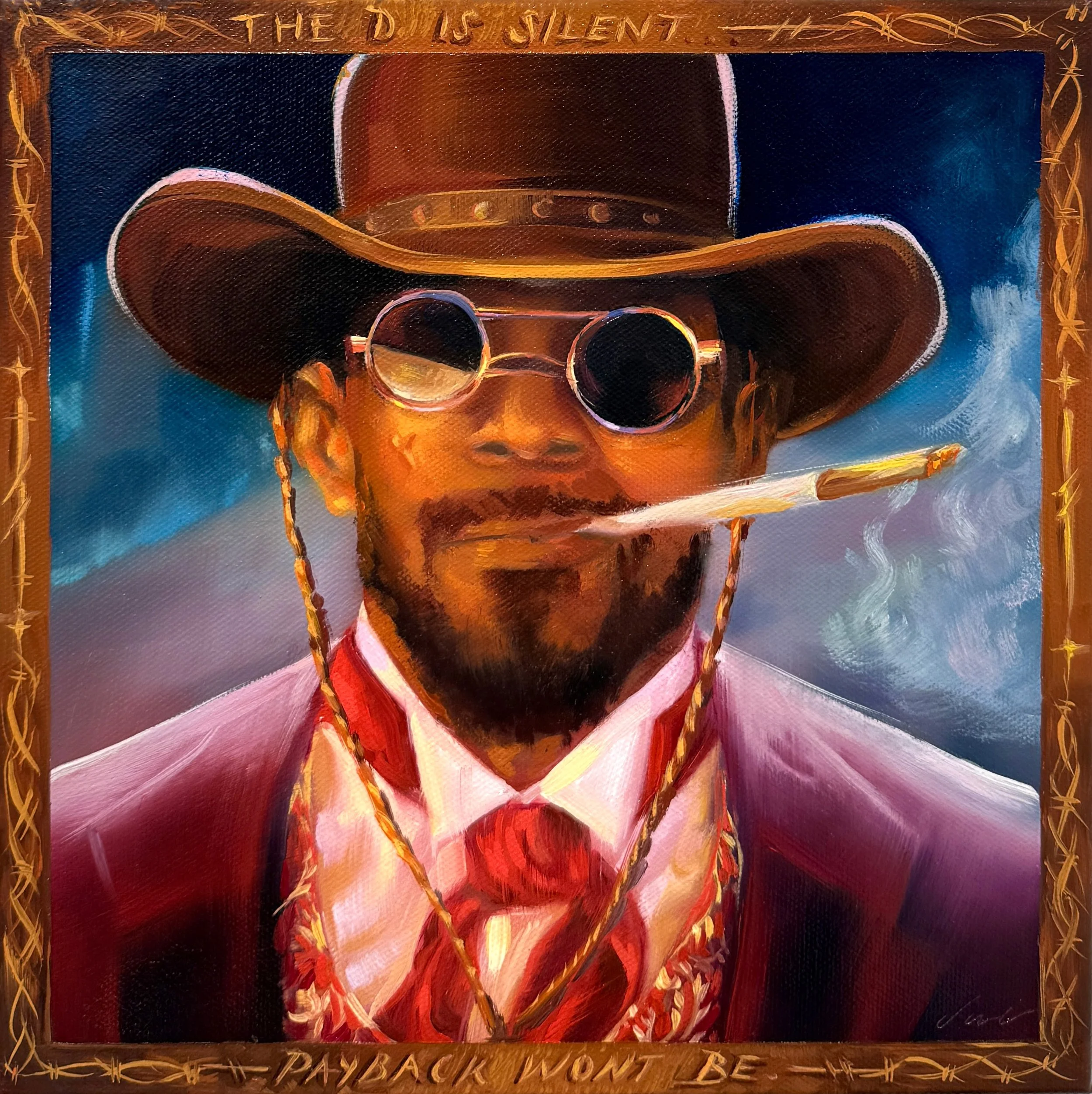 DJANGO, oil on canvas, 10x10in, 2024