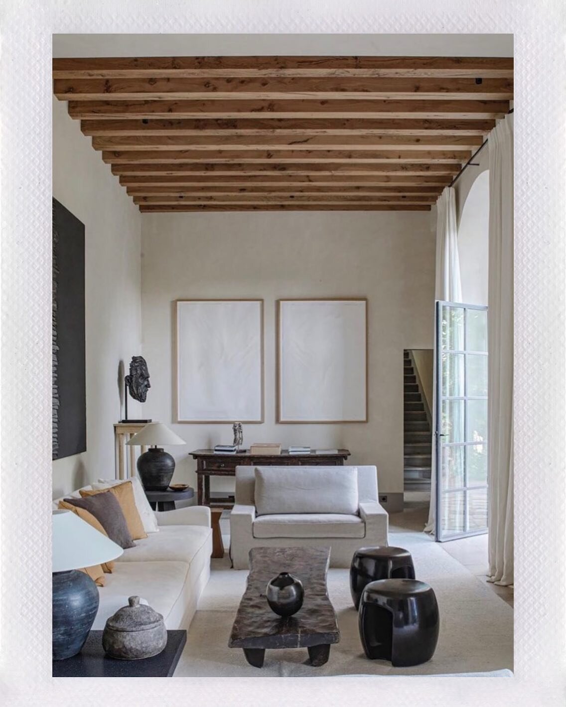 drawing inspiration for our southern highlands interior project from @gillesetboissier natural wood ceiling beams that accentuate the height of the living spaces, interior design &amp; styling moodboards for the home are now up in stories ✨#interiord