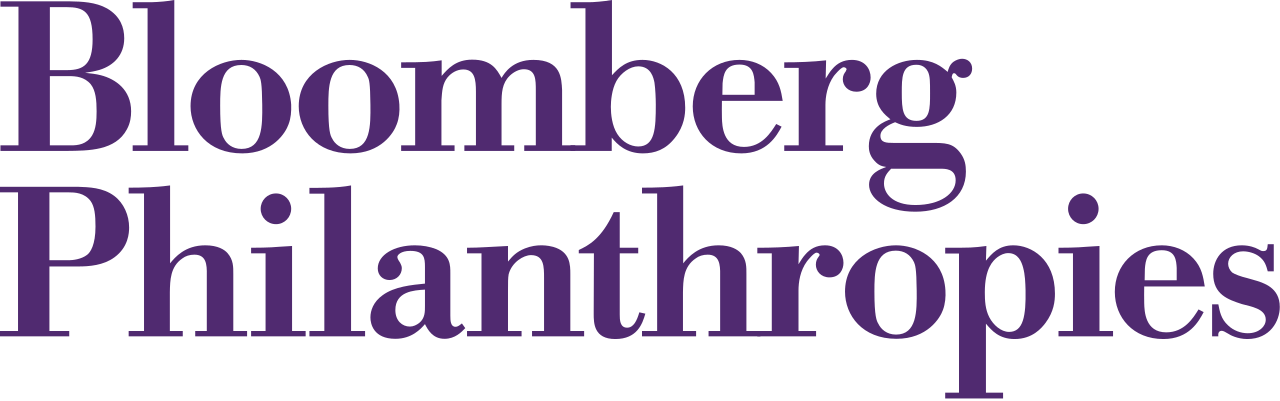 The logo of Bloomberg Philanthropies with purple text on a black background.