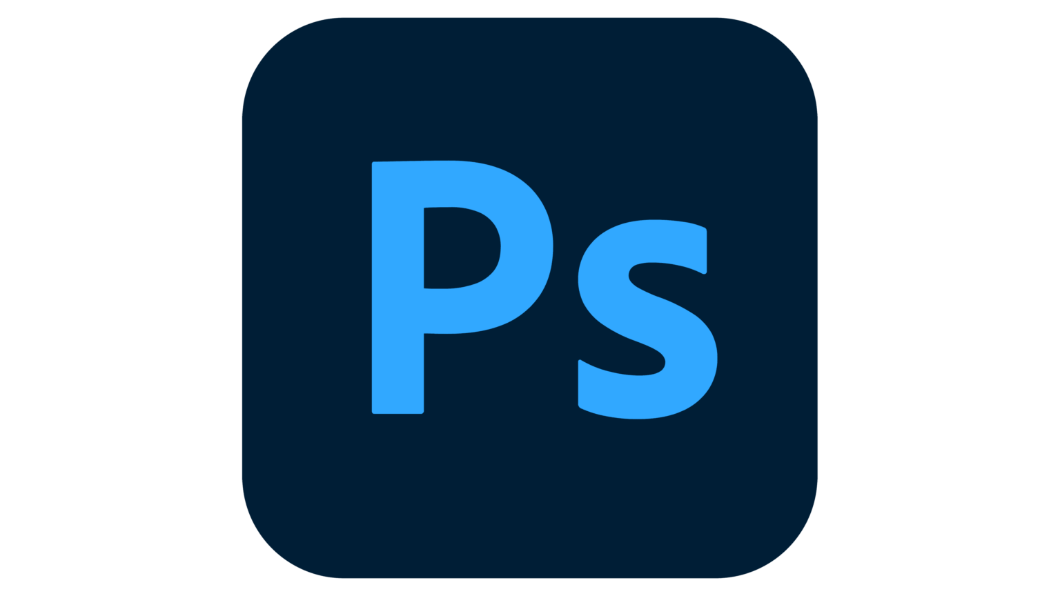 Adobe Photoshop app icon with blue background and bold blue letters 'Ps' in the center.