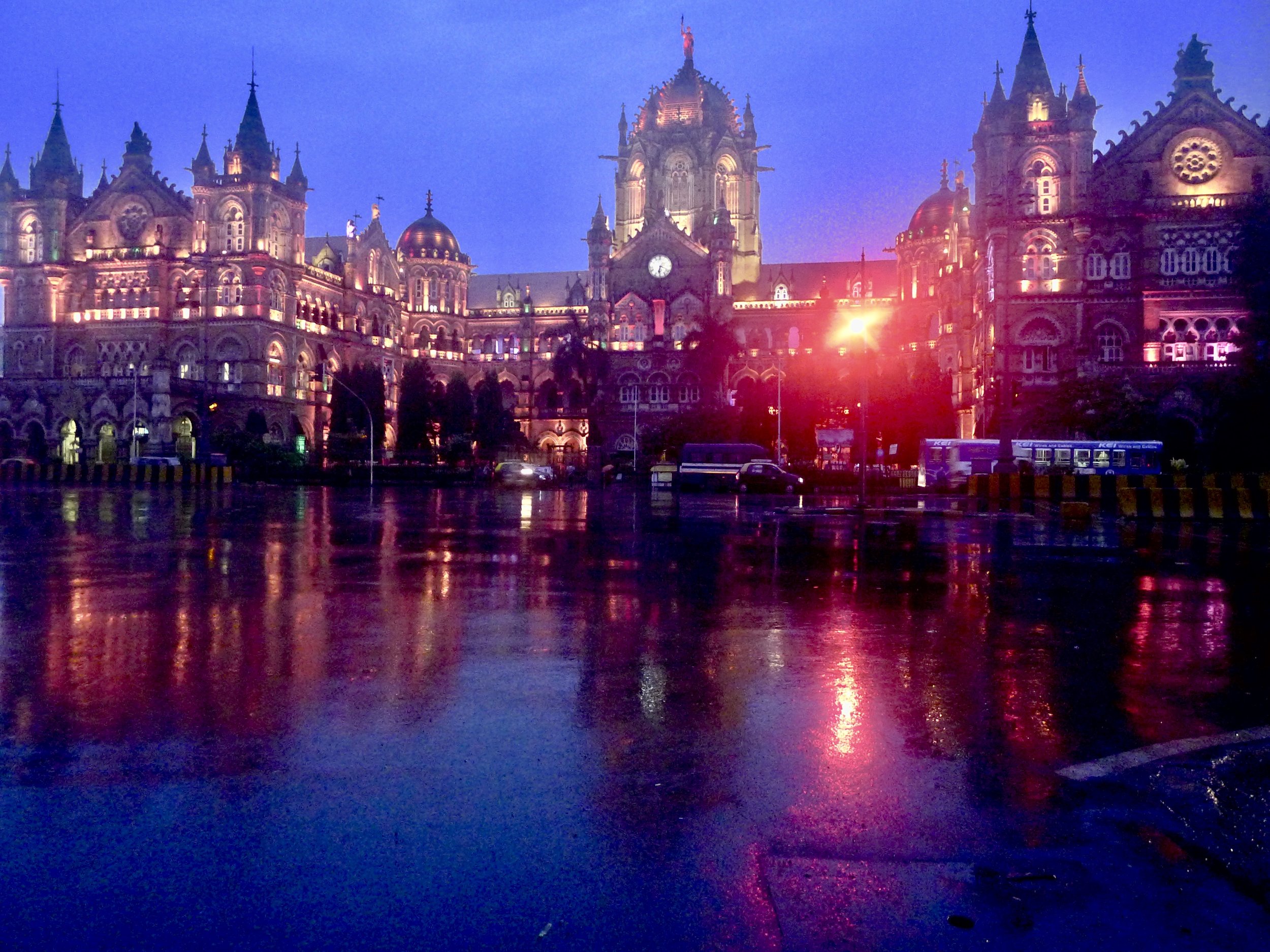 MUMBAI: Train station at dawn after a night of rain. 