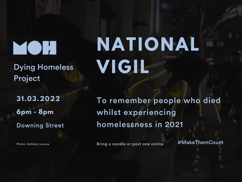 National vigil to remember people who died homeless on 31 March