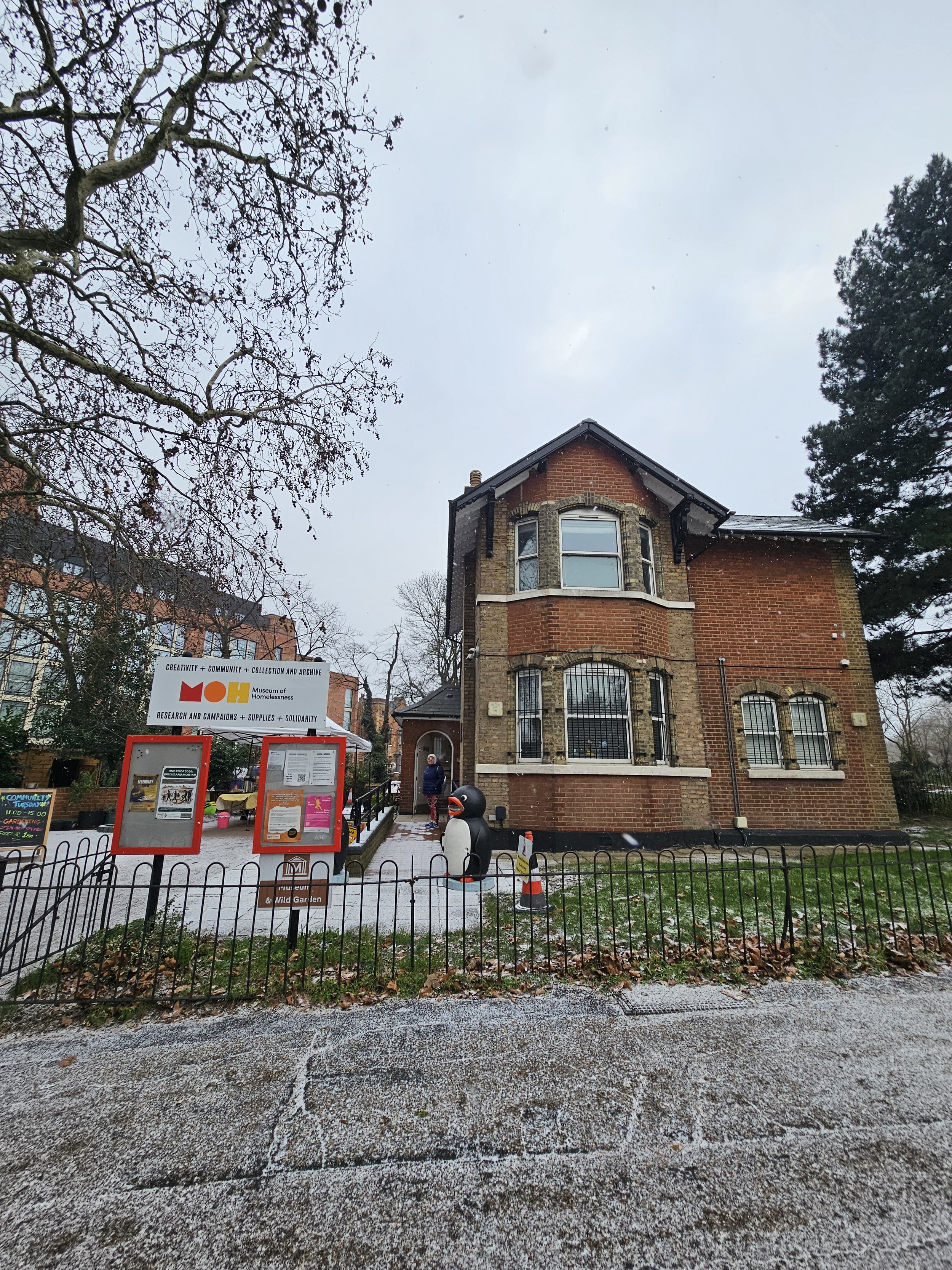 Museum of Homelessness in the snow
