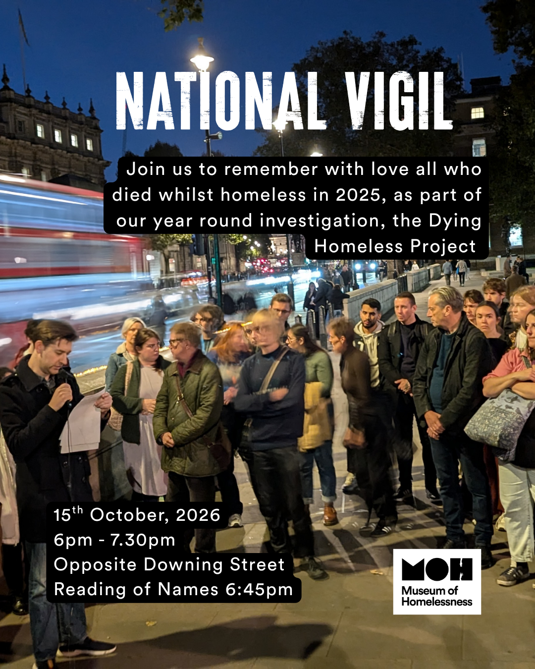 National vigil to remember all who have died whilst homeless across the uk 