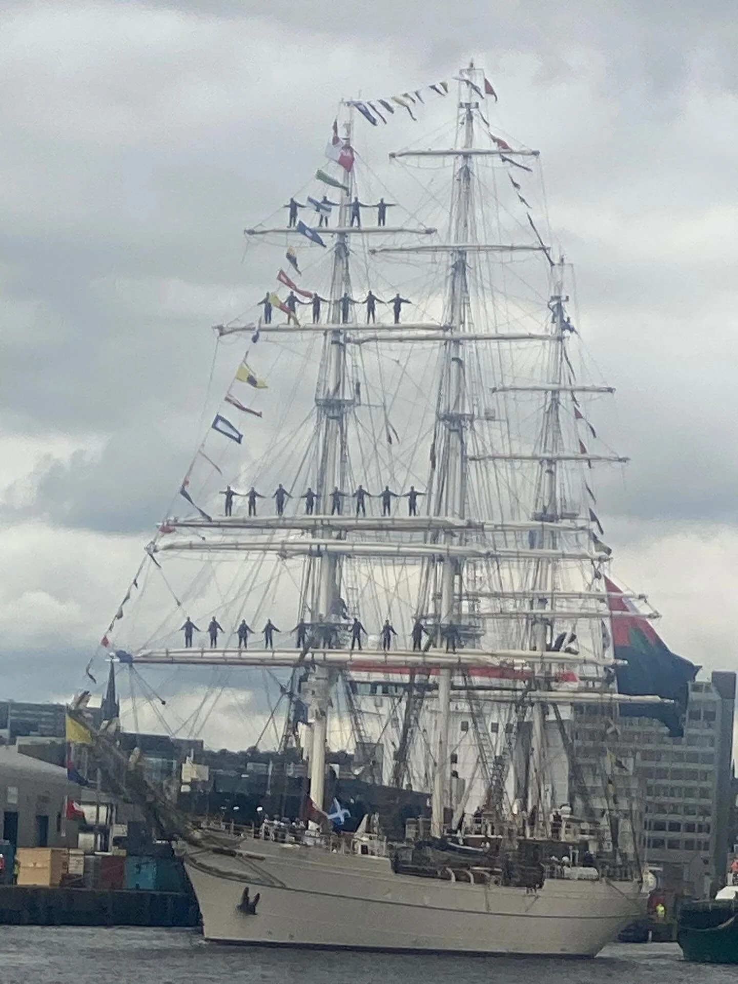 Go Rafe! @r4fe.h on &lsquo;Esprit&rsquo; in the Tall Ships Aberdeen&mdash;Kristiansand. Rafe on the C-class Esprit. 1st photo is of the Shabab Oman II leaving port. Wished I could have been up on that rigging too. So exciting. Esprit is a German boat