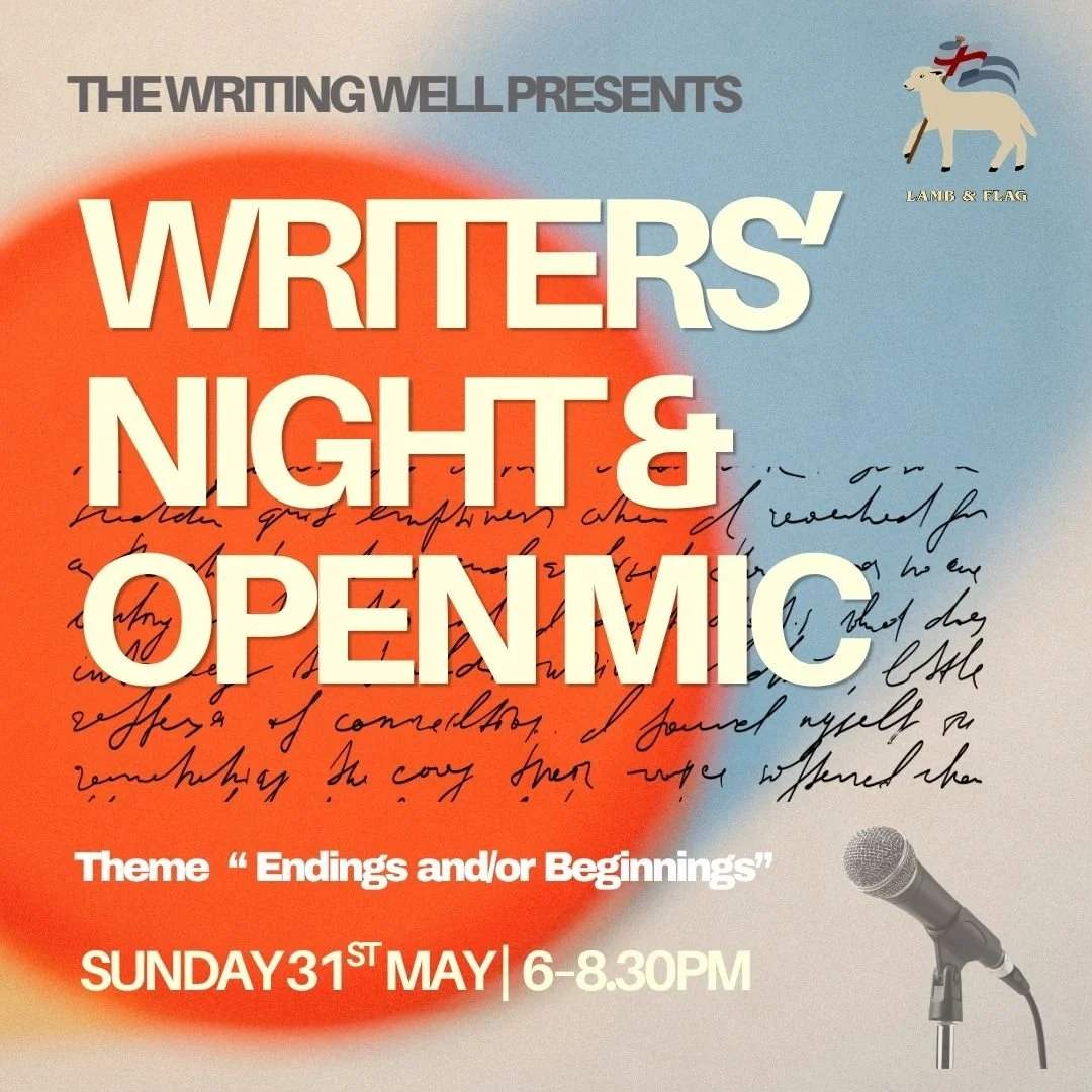 INAUGURAL WRITERS' NIGHT | winners of month's short fiction comp & poetry open mic |  Lamb & Flag, Oxford | Sunday 31st May 6–8.30pm