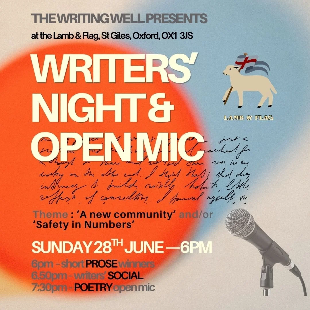 MONTHLY WRITERS' NIGHT | winners of month's short fiction comp & poetry open mic |  Lamb & Flag, Oxford | Sunday 28th June 6–8.30pm
