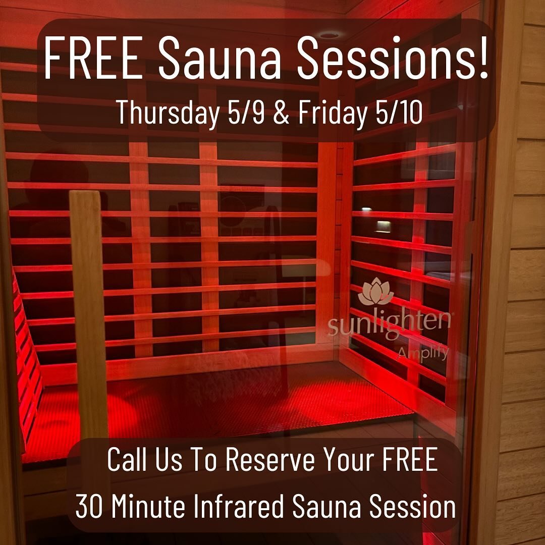 For a very limited time, Quantum Red is offering FREE Infrared Sauna sessions for non-members. Call us to reserve your 30 minute session.

480-549-3331

Benefits of Infrared Sauna:
🥵 Detoxification 
⚡️ Energy
🩸 Circulation
🔥 Reduce Inflammation
🚫
