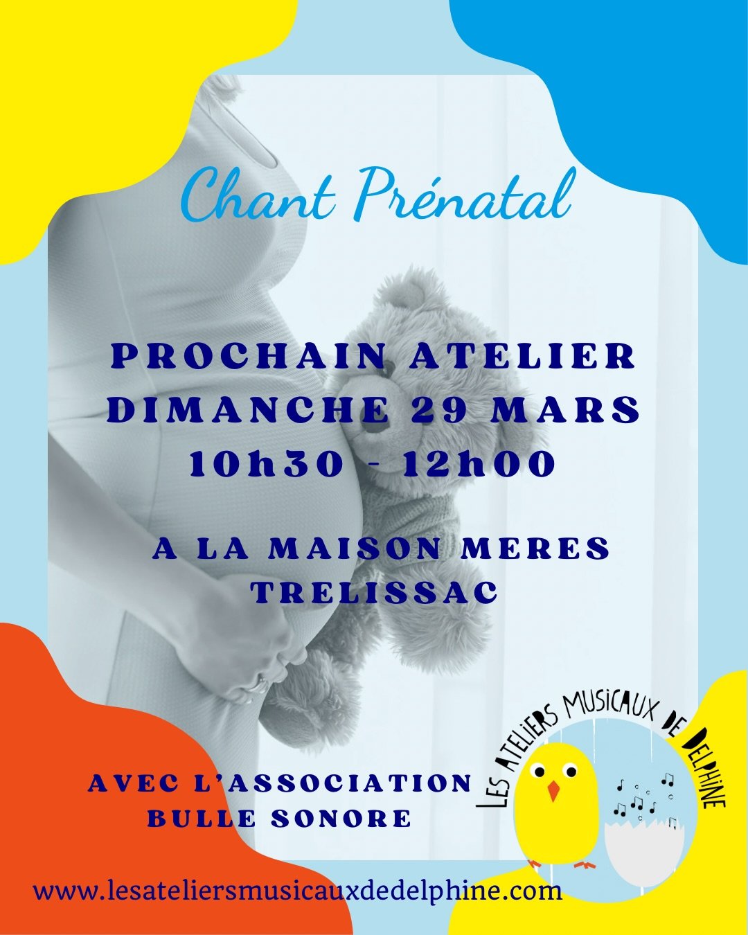 Atelier collectif de Chant Pr&eacute;natal 

Et si tu t&rsquo;offrais un moment doux pour te relier &agrave; ton b&eacute;b&eacute; ?

Je t&rsquo;accueille ce dimanche 29 mars de 10h30 &agrave; 12h00 pour un atelier collectif de chant pr&eacute;natal