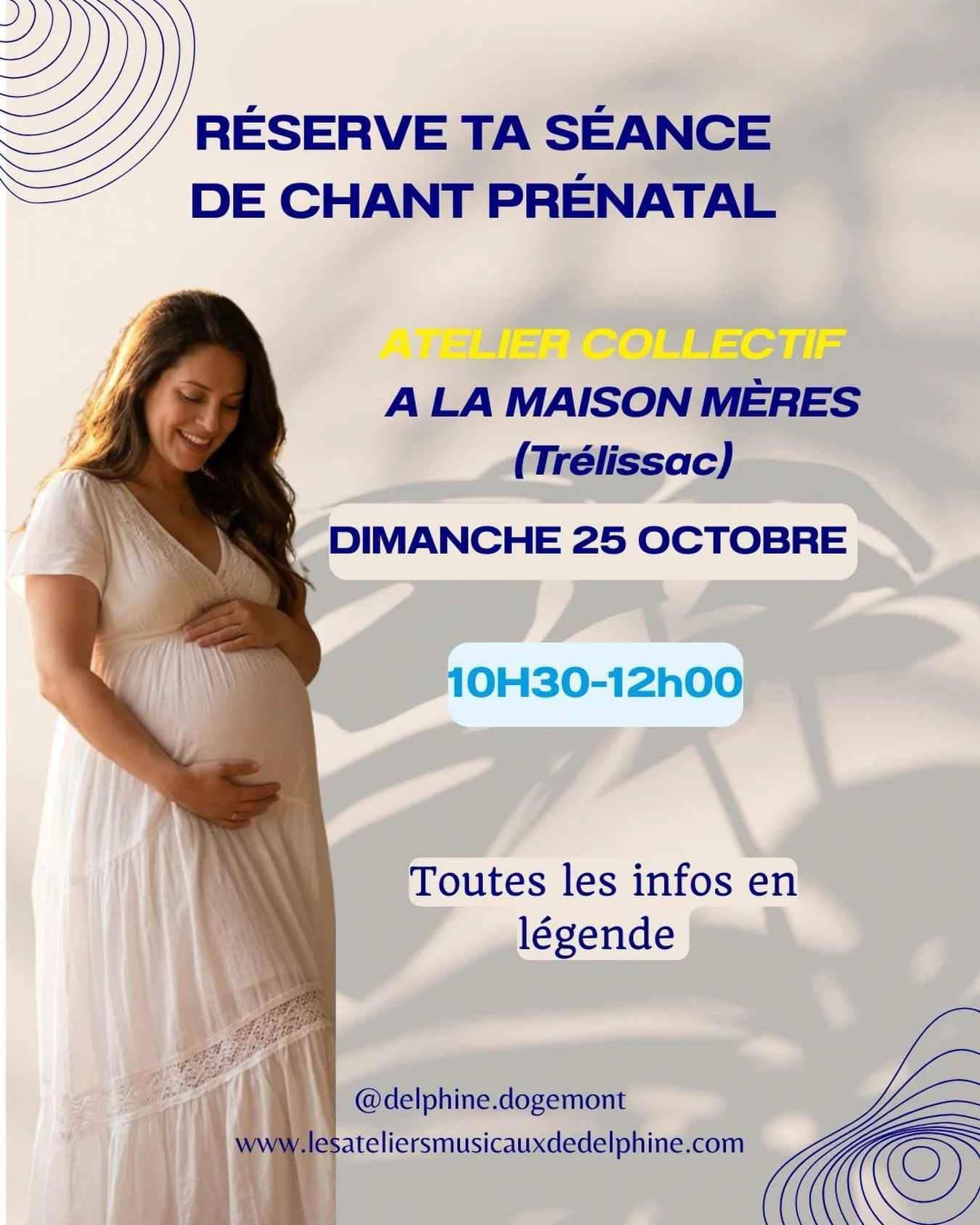 Dimanche 25 octobre, 10h30-12h, je te propose un atelier de chant pr&eacute;natal collectif &agrave; @lamaisonmeres &agrave; Tr&eacute;lissac. 

Pas besoin de savoir chanter. Juste envie de te poser, respirer, et cr&eacute;er un moment de connexion a