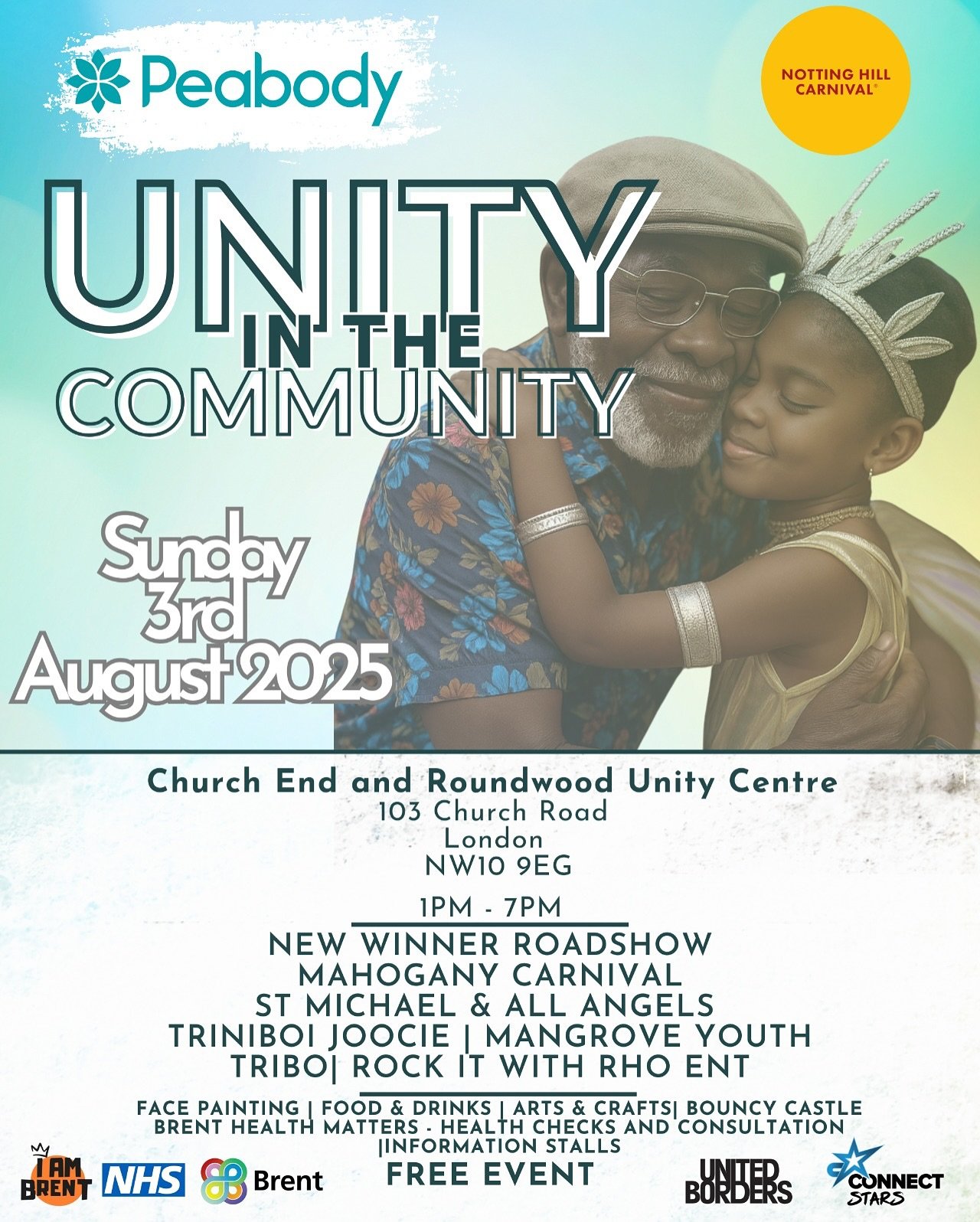 We&rsquo;re partnering with Peabody for the second year of Unity in the Community a celebration of culture, connection and Carnival spirit!

Join us on Saturday 3rd August at the Church End &amp; Roundwood Unity Centre for a day of music, performance