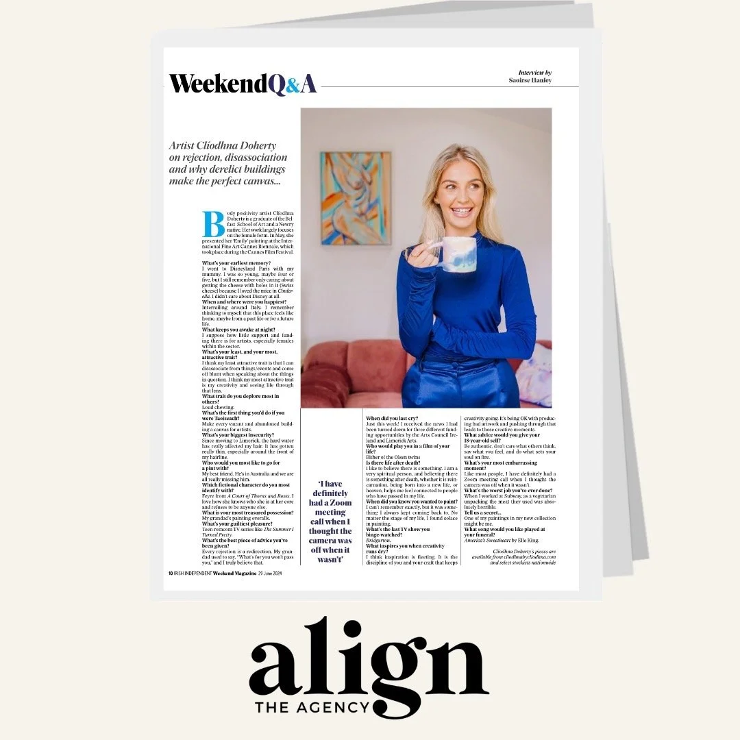 🫧Spotted🫧 @bycliodhna chatted about happiest memories, career to date and artistic inspiration among much more for the @independent.weekend Weekend Q&amp;A this past Saturday✨ #ATAClient #AlignTheAgency