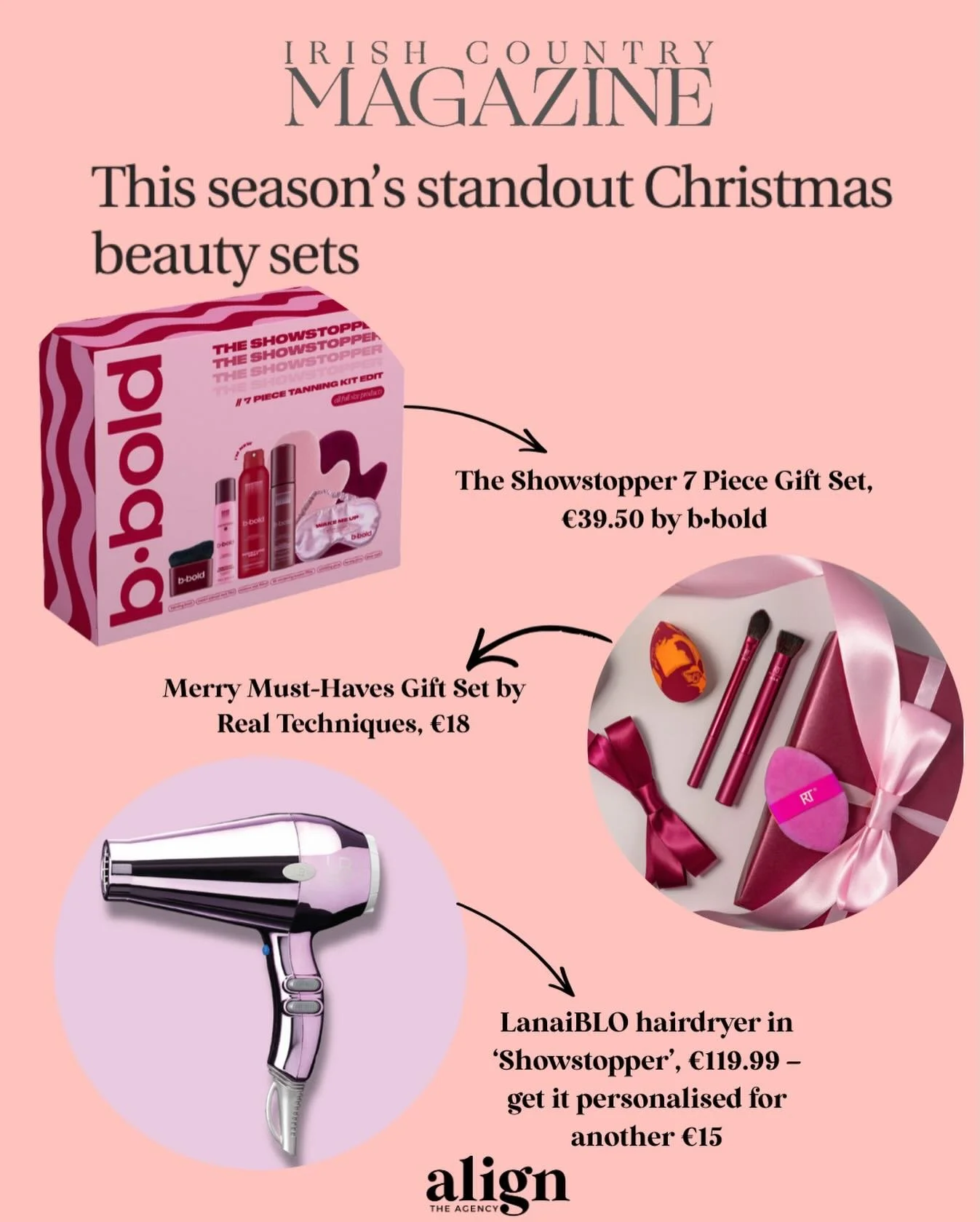 🫧 Spotted 🫧

This season&rsquo;s standout Christmas beauty sets according to @irishcountrymag ✨🎄

This includes the&hellip;
@bboldtan The Showstopper 7 Piece Gift Set 
@realtechniques Merry Must-Haves Gift Set 
@lanaiofficial Showstopper Hairdryer
