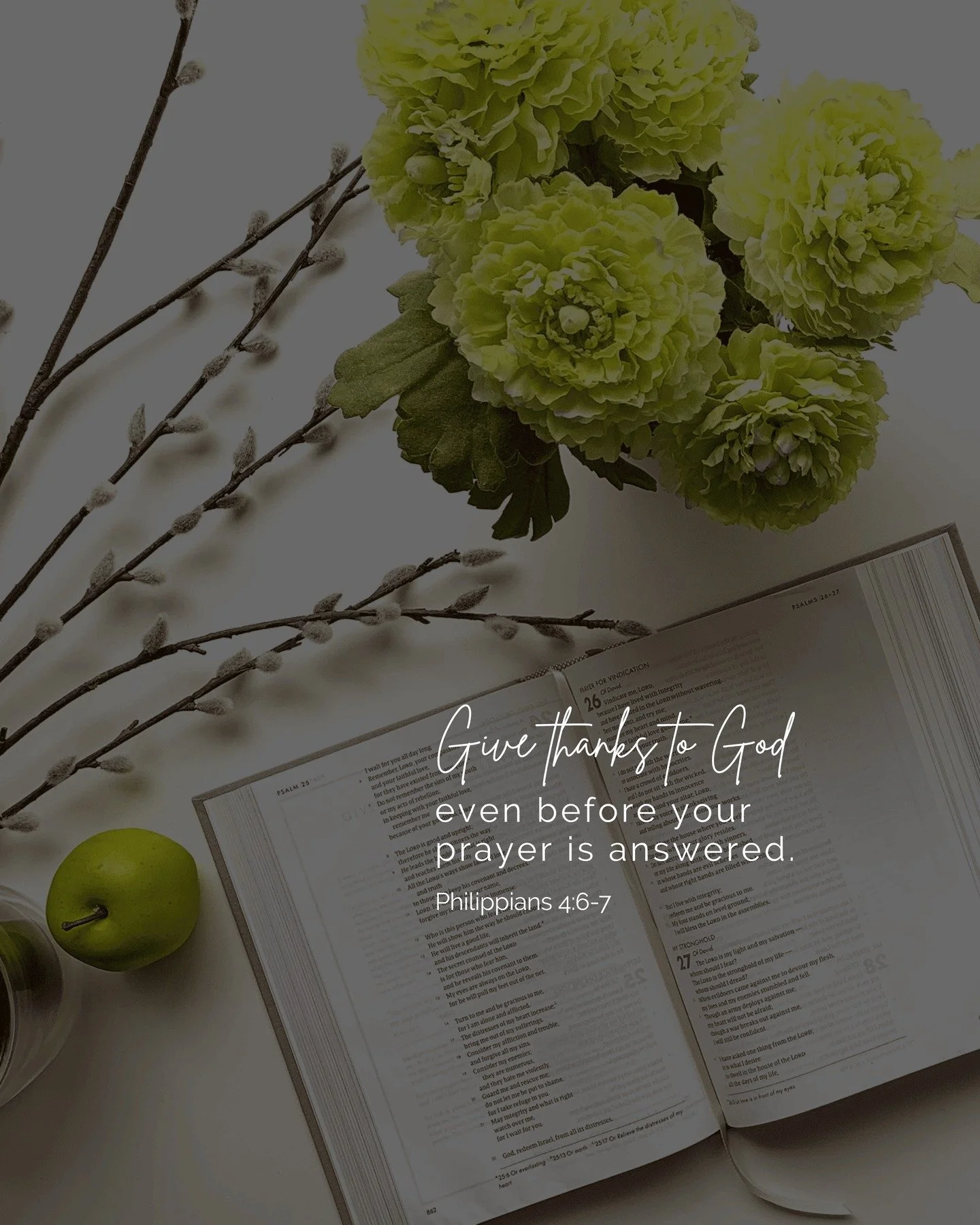 Gratitude isn&rsquo;t the after &mdash; it&rsquo;s part of the prayer. 🤍
Thanking God before the answer comes is choosing trust over worry.
Philippians 4:6&ndash;7 reminds us that peace comes as we pray, not just when the outcome is clear.

Send thi