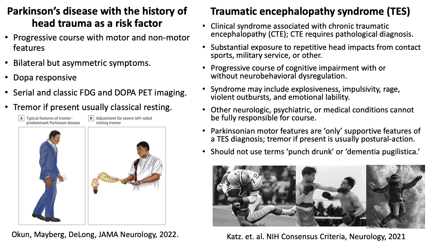 How to tell the difference(s) between Parkinson's + TBI vs. Traumatic