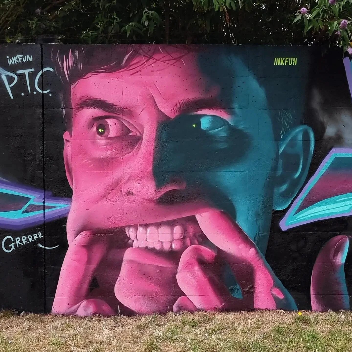 "Grrrrr" 😬🤪 great day painting. Shout out to all that was there, always a pleasure painting alongside ye! @aris.1one @hollypereira_illustration @artist.zippy @novice_jess @netovettorello @zurdie @pepakrapa @conko @koof_kb @marina.marinina