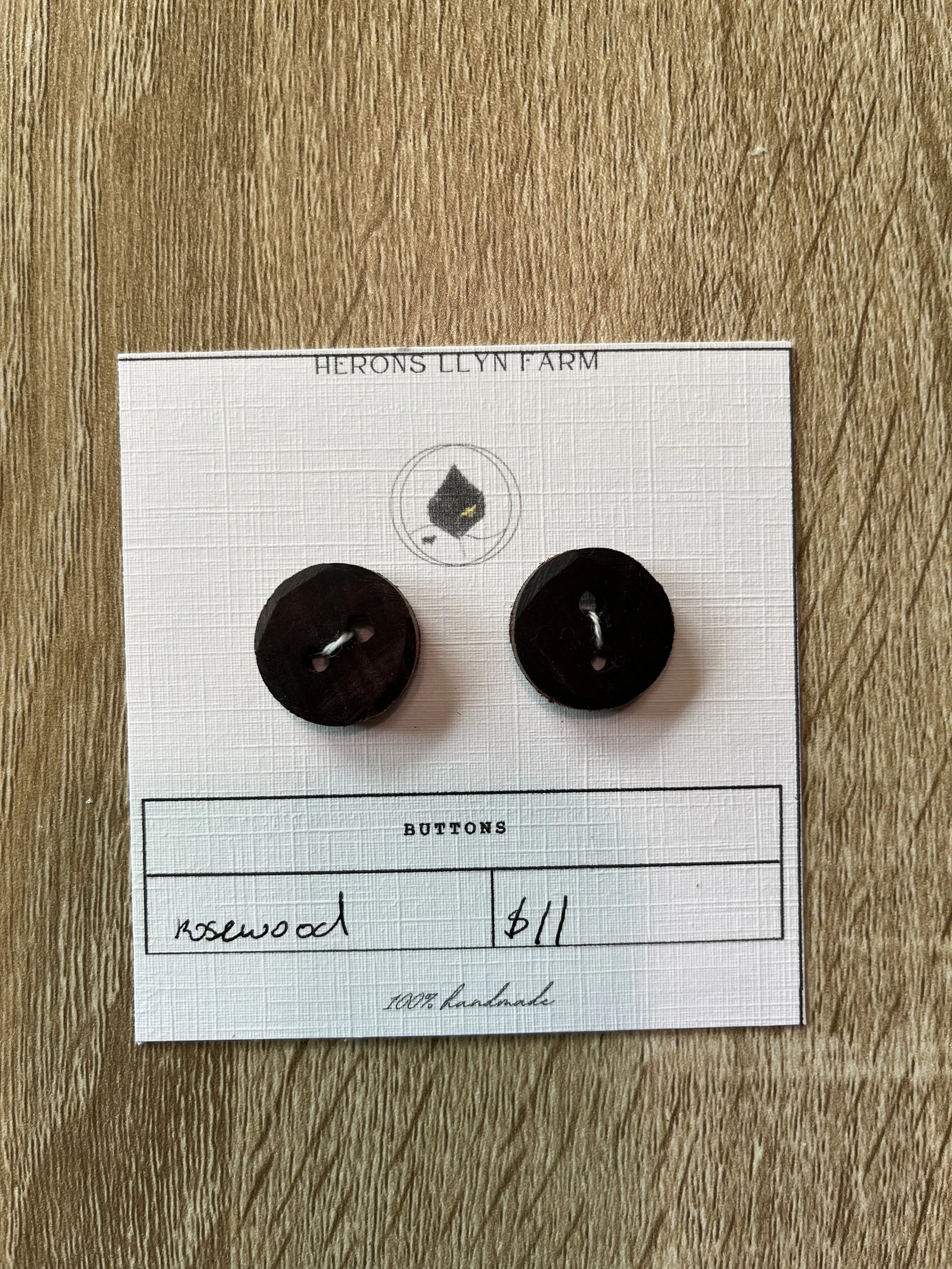 Rosewood Handmade Buttons 3/4 inch