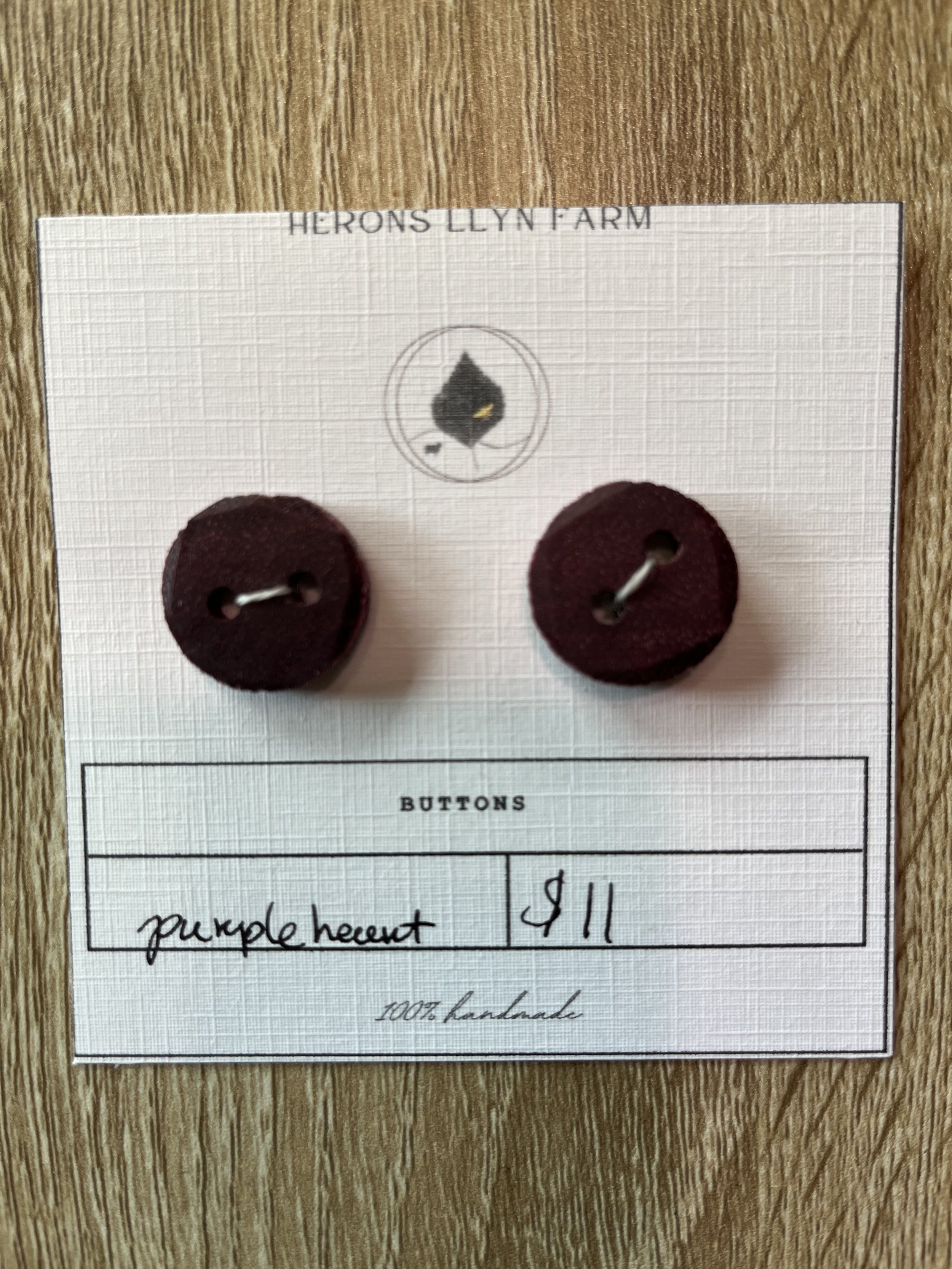 Purpleheart Handmade Buttons 3/4 inch
